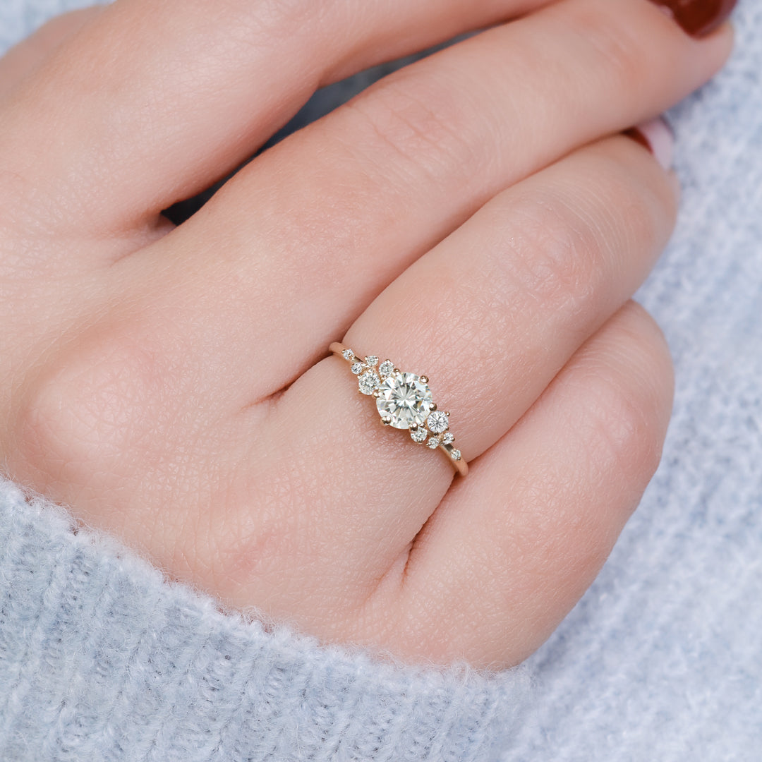 Delicate Natural Round Cut Diamond Engagement Ring