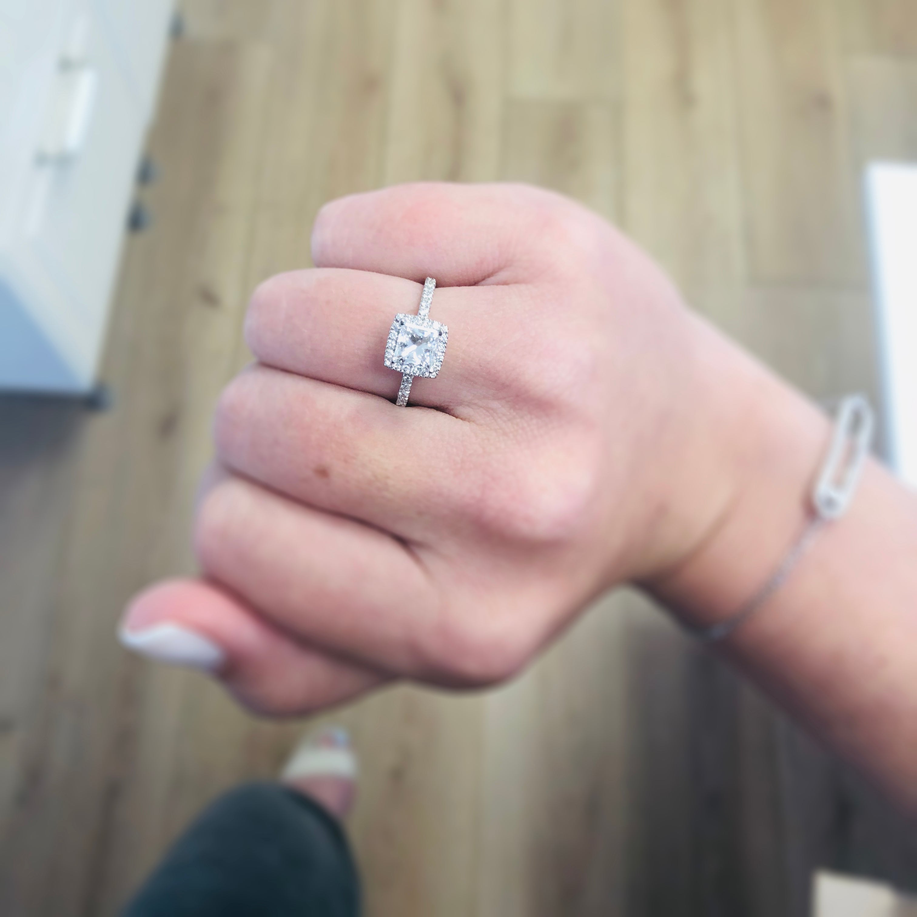 Accent Diamonds Natural Princess  Diamond Engagement Ring