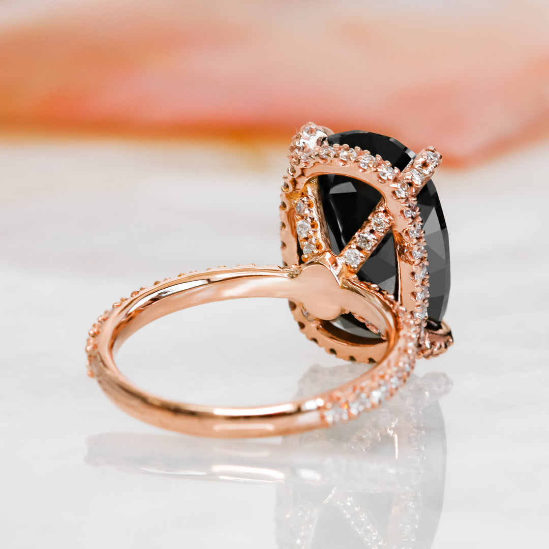 Black & White Natural Diamond Oval Cut Engagement Ring