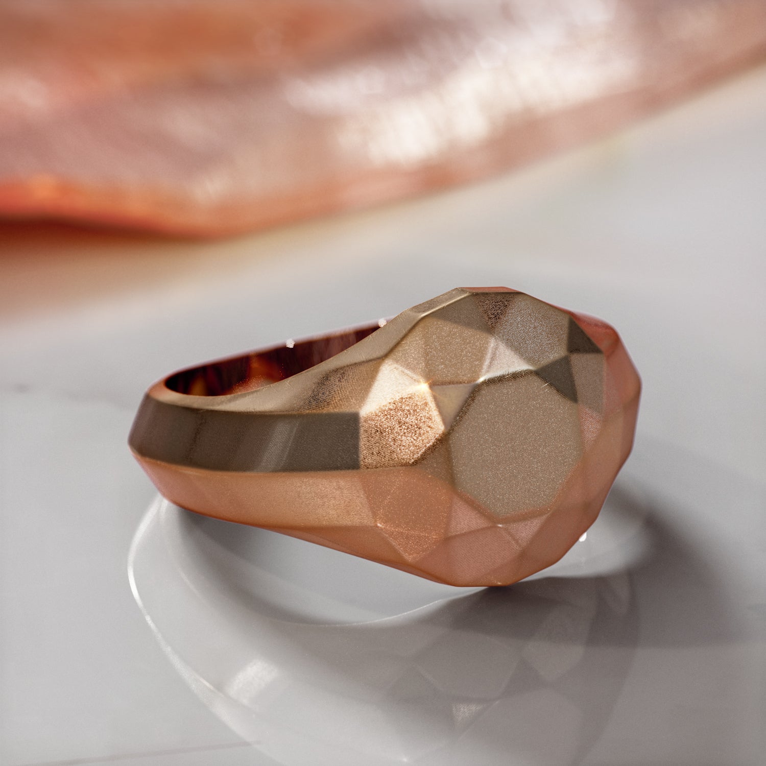 14K Diamond Shaped Signet Ring For Men
