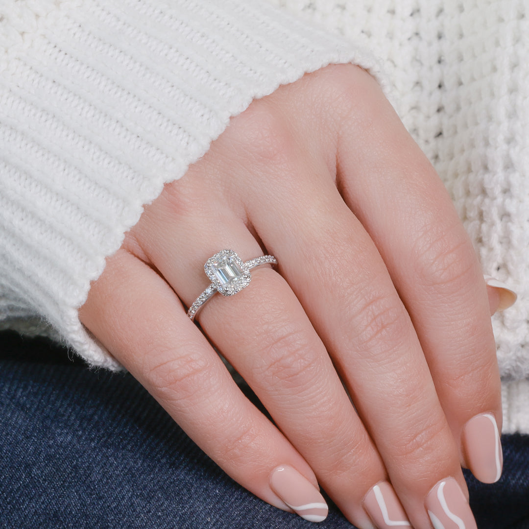 Natural Emerald Cut  Diamond Engagement Ring