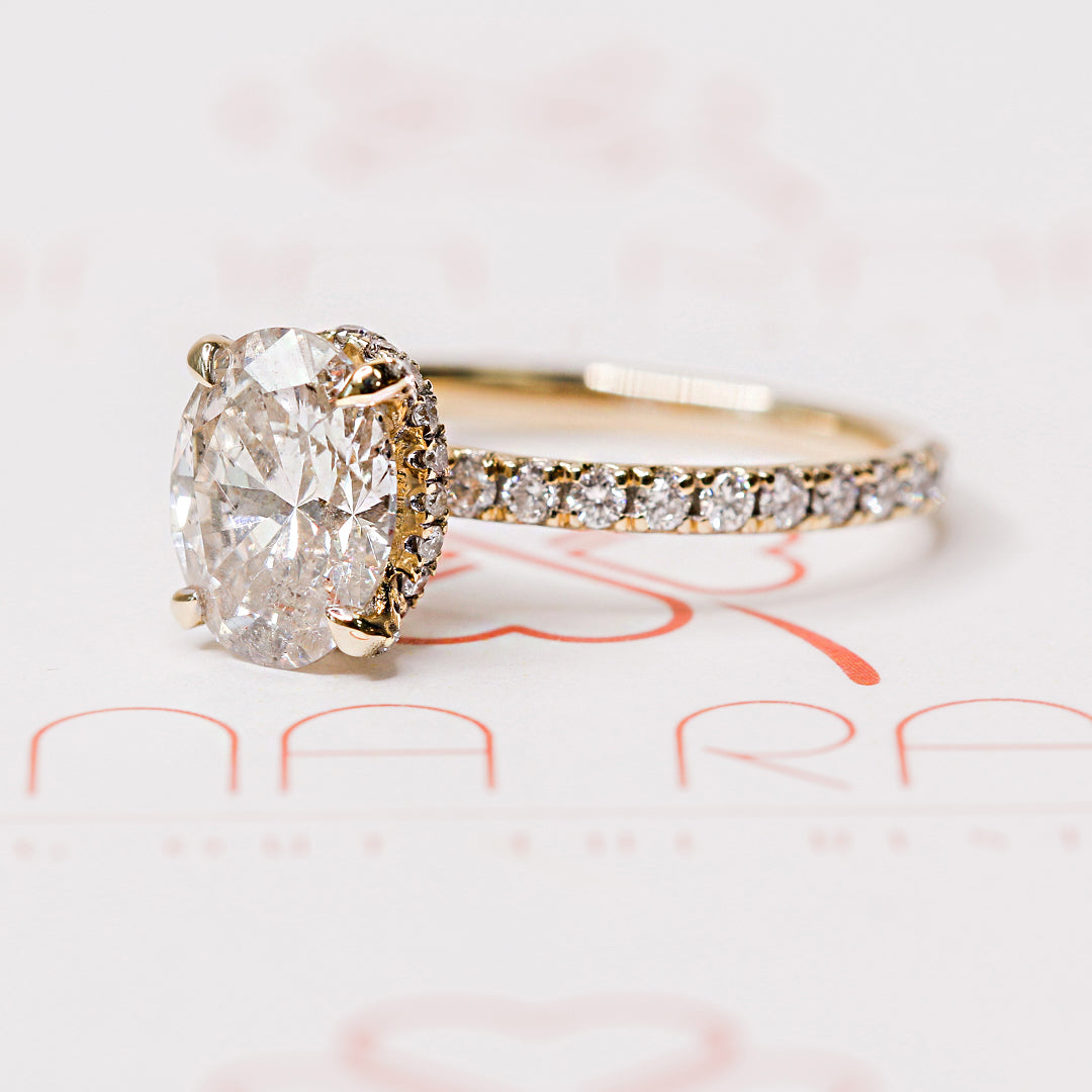 Gleam - Hidden Halo Natural Oval Cut Diamond Engagement Ring