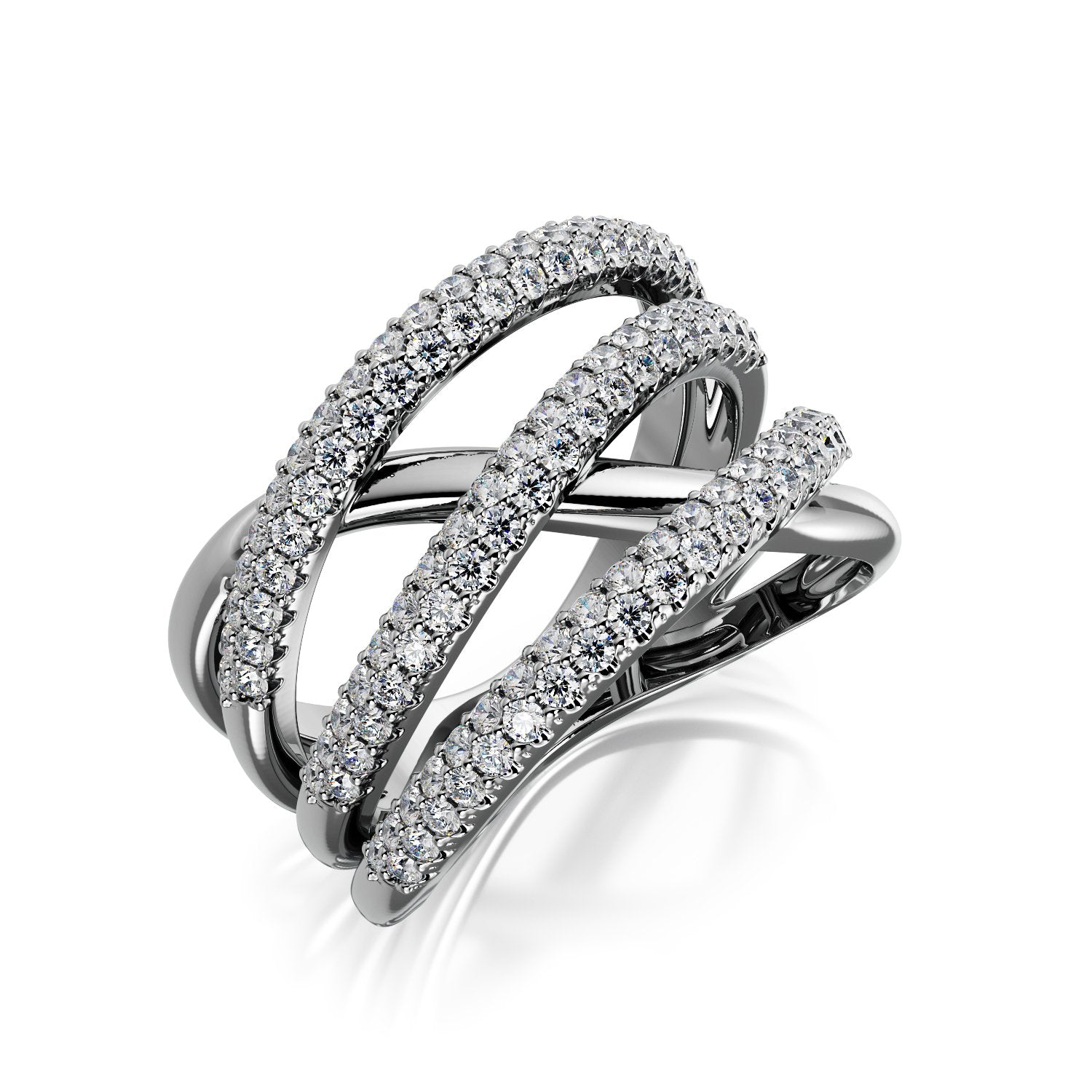 Pavé Natural Round cut Diamond Wedding Band In White Gold