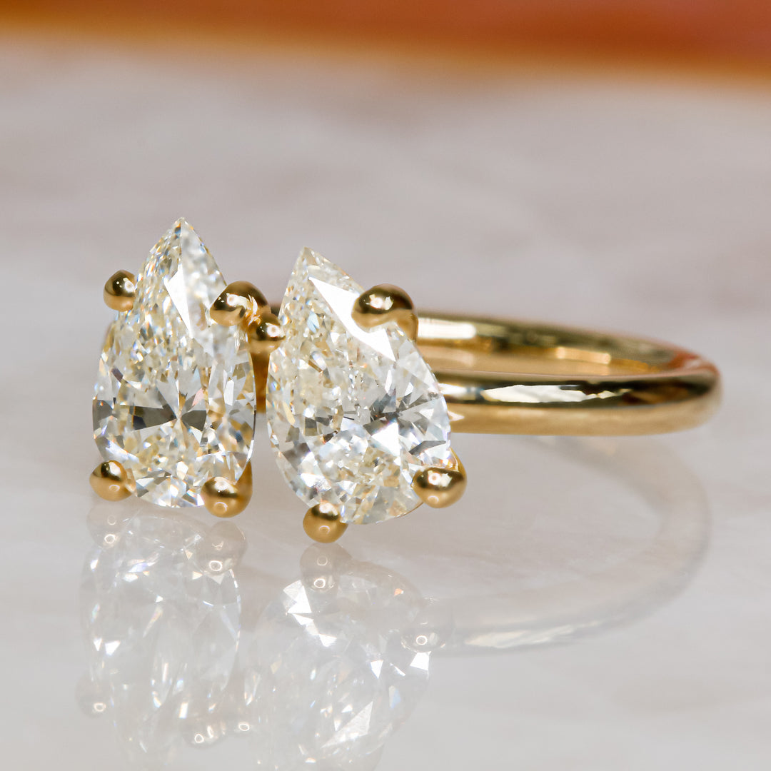 Plain Band Natural Pear  Diamond Engagement Ring