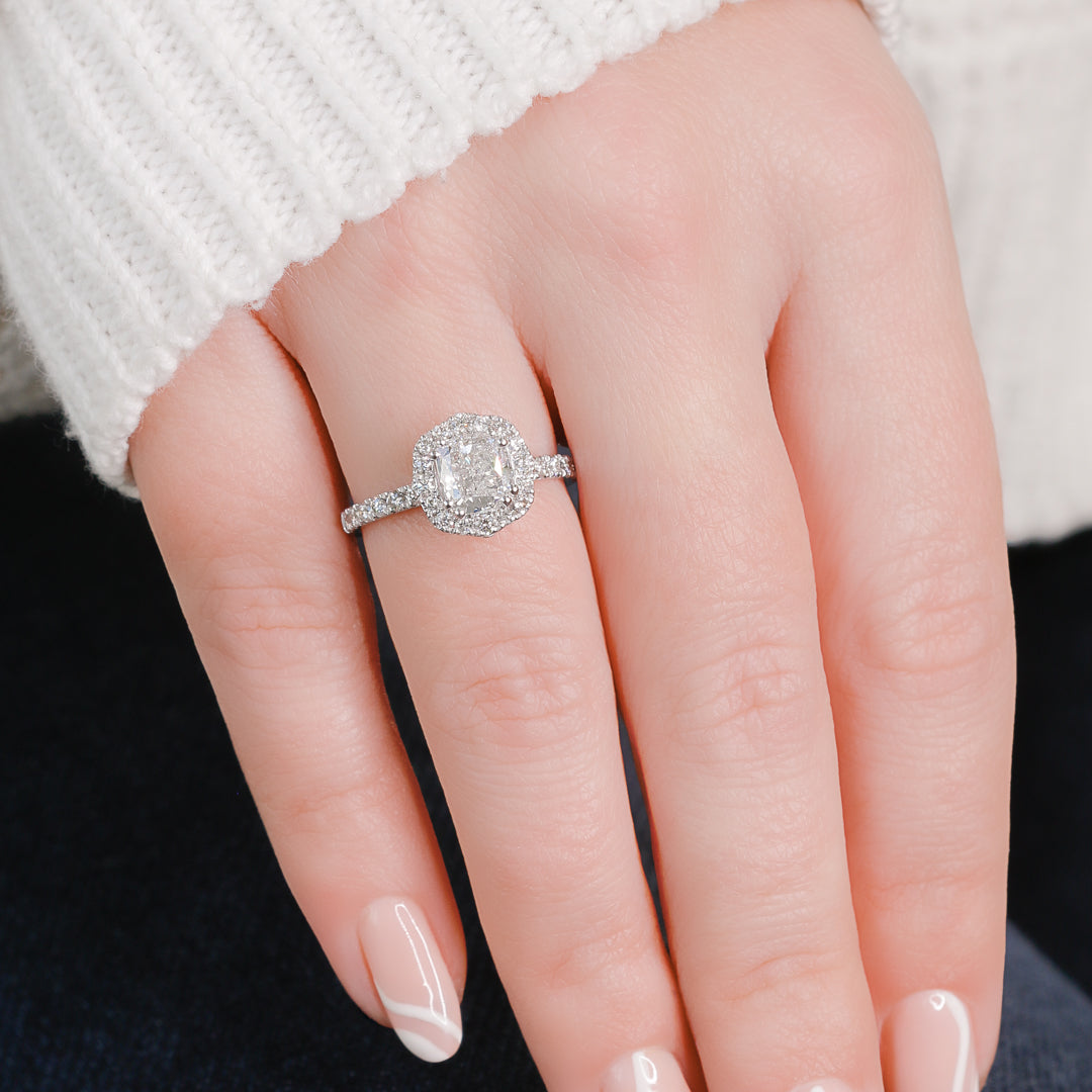 Vintage Natural Cushion Cut Diamond Engagement Ring