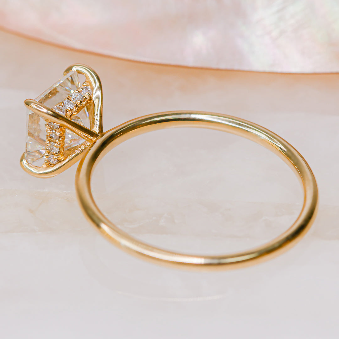 Hidden Halo Natural Princess  Diamond Engagement Ring