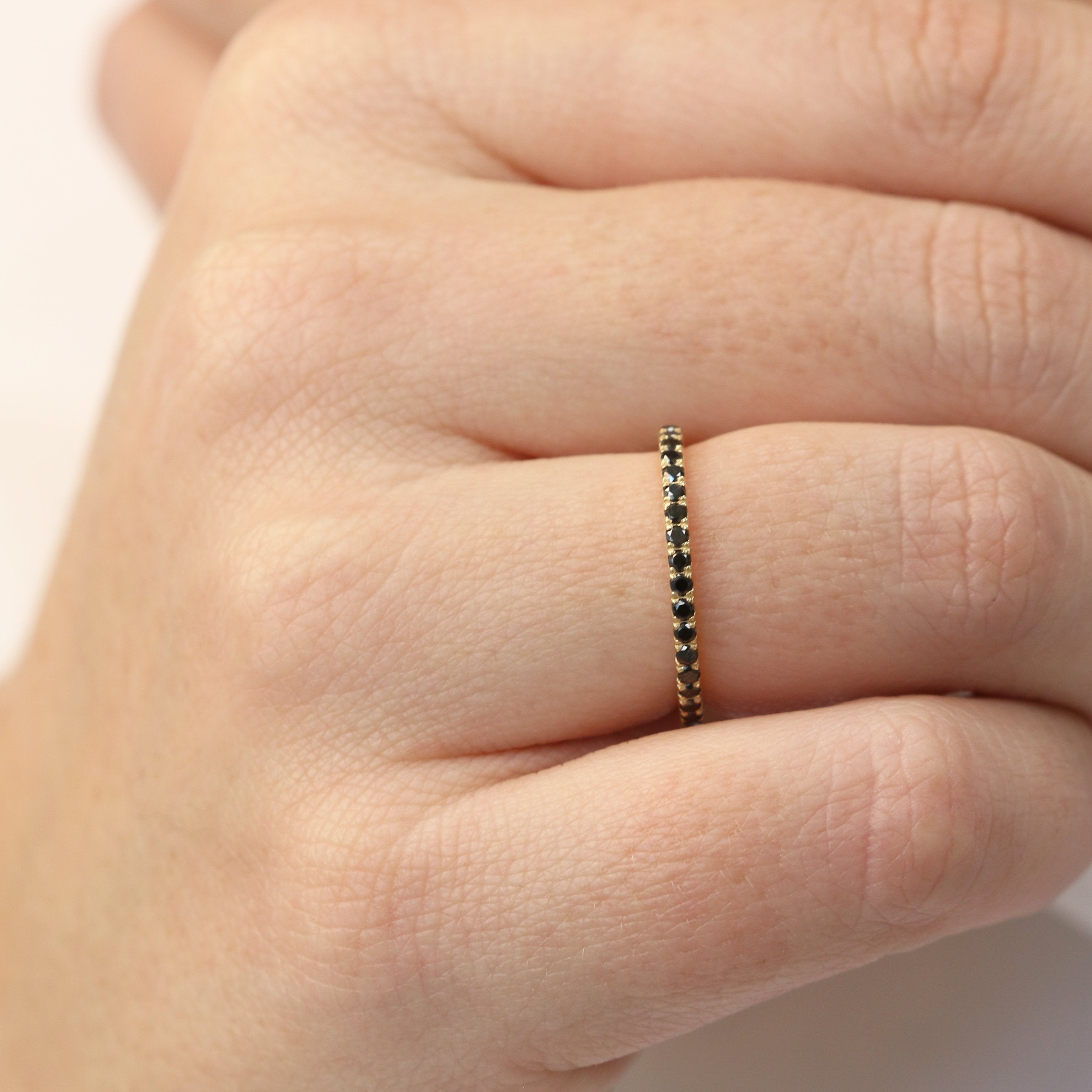 Unique Wedding Ring with  Cut Natural Black Diamonds