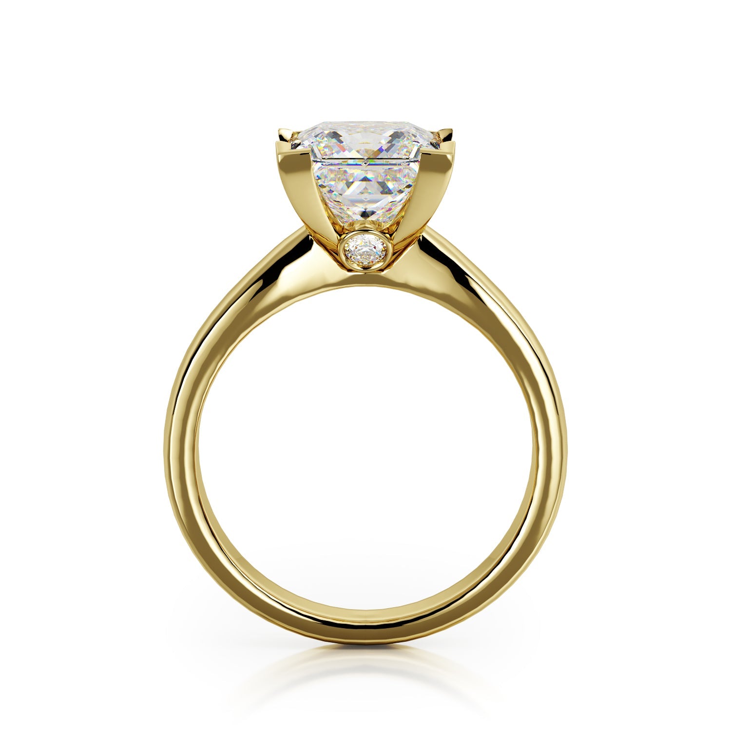 Plain Band Natural Princess Solitaire Diamond Engagement Ring
