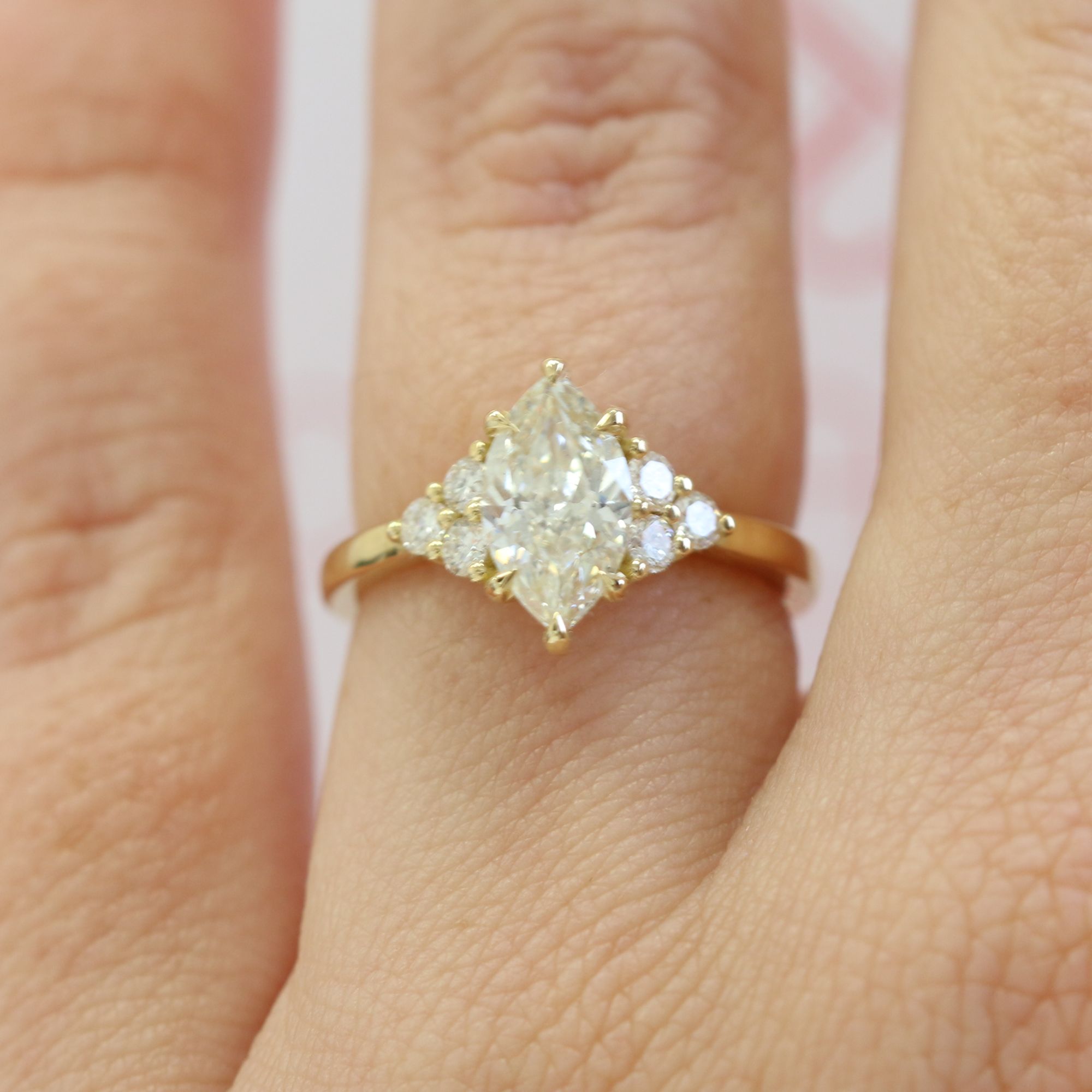 Plain Band Natural Marquise  Diamond Engagement Ring