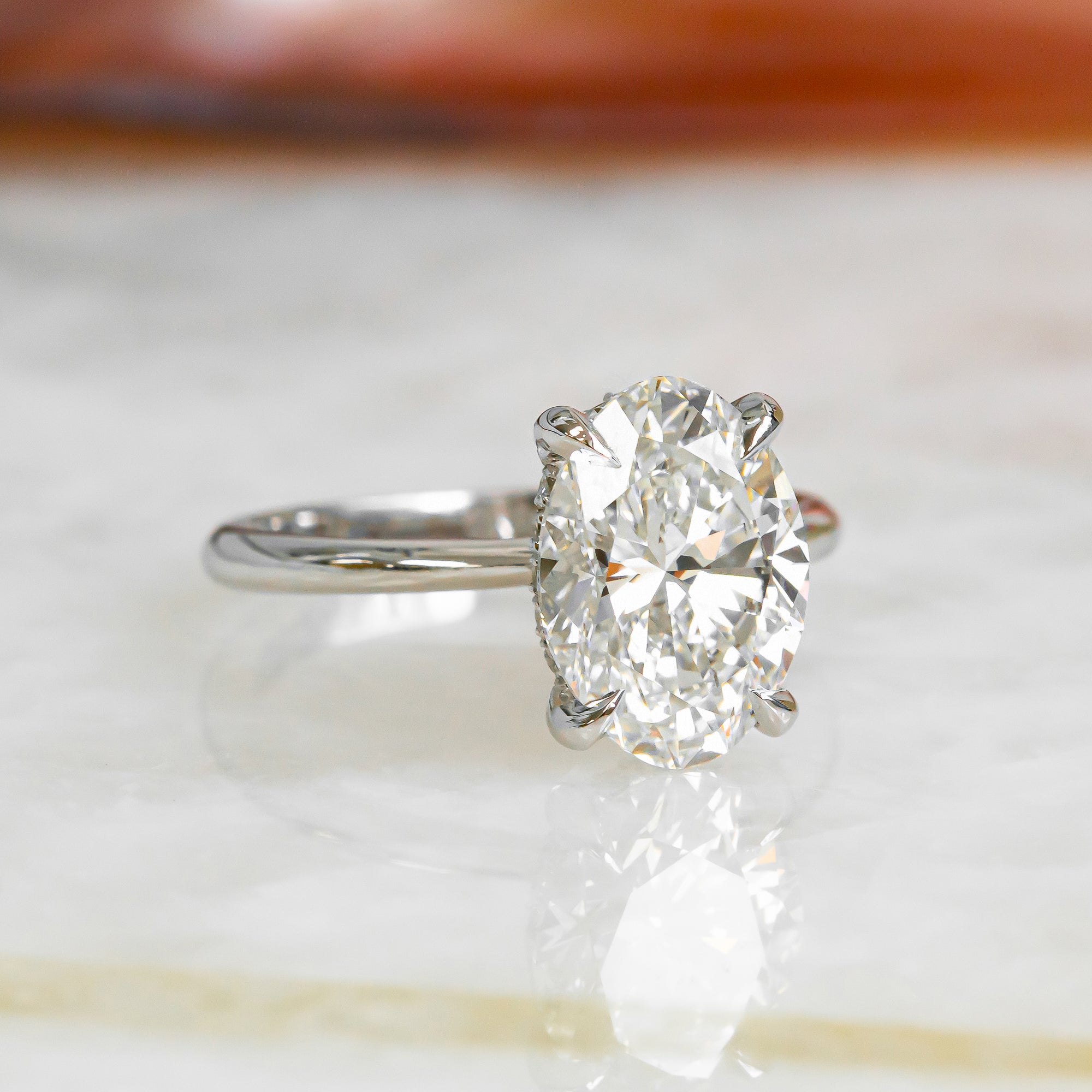 3 Carat Claw Prongs Natural Oval  Diamond Engagement Ring