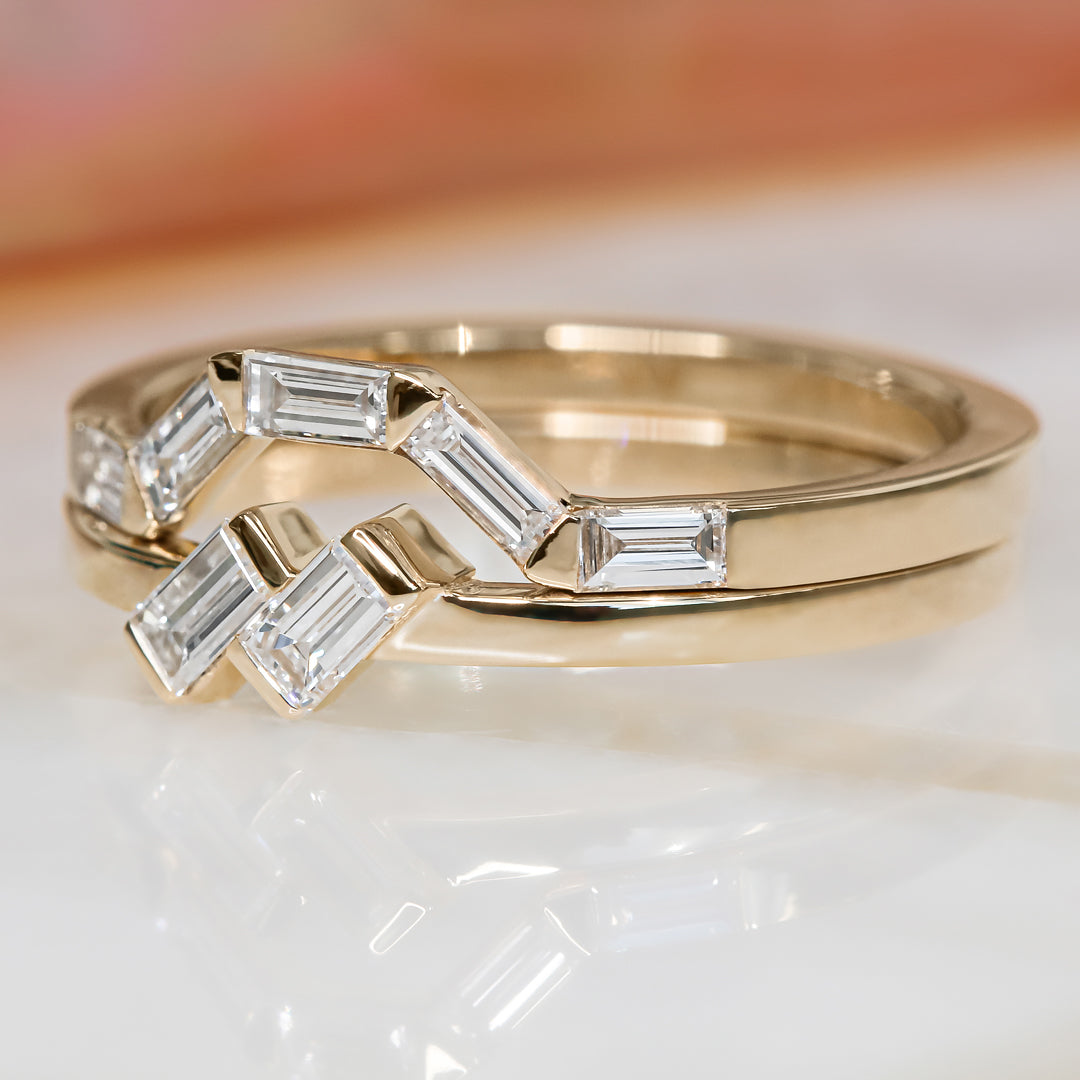 Stackable Natural Baguette Cut cut Diamond Wedding Band