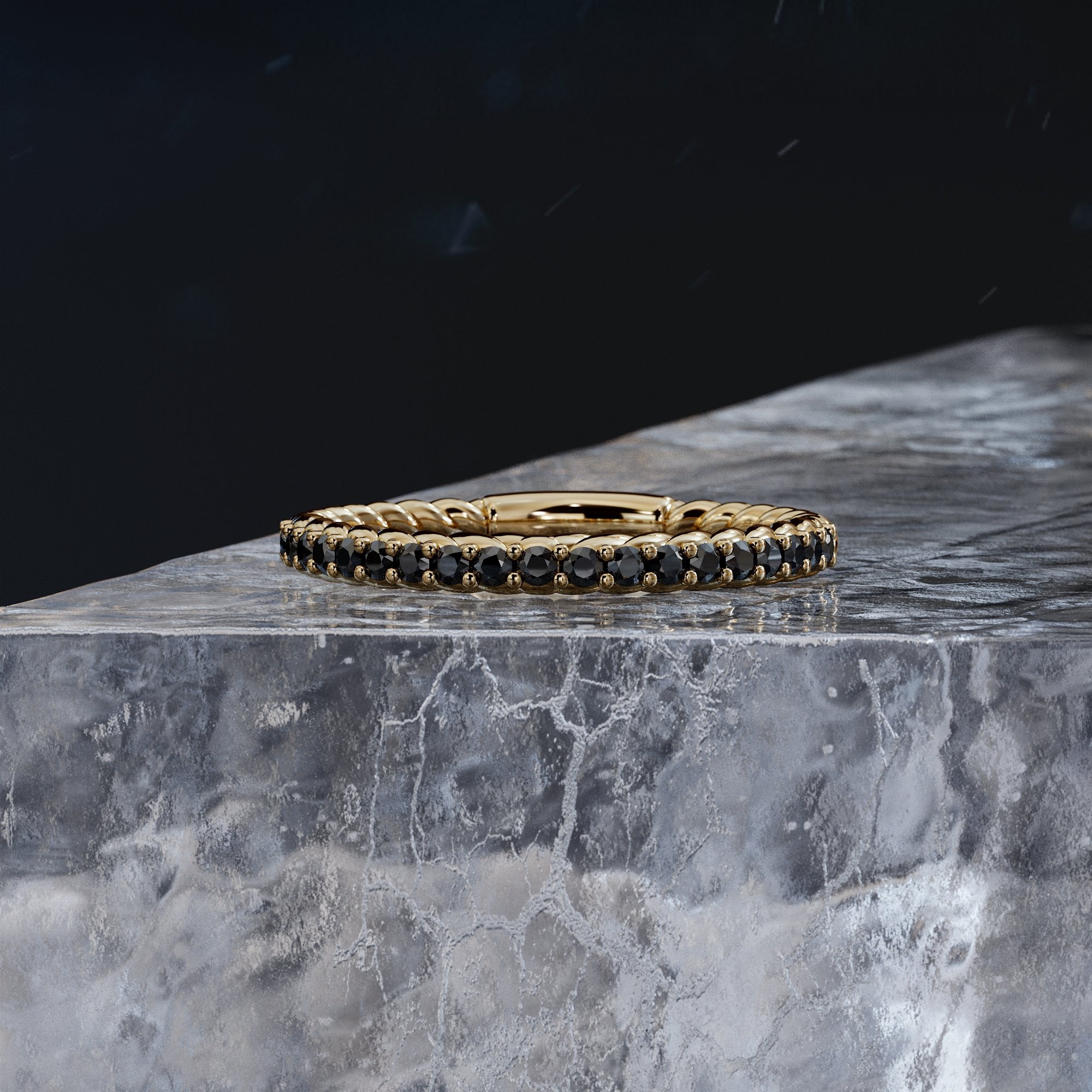 Stacking  Natural Black & White  Diamond Ring