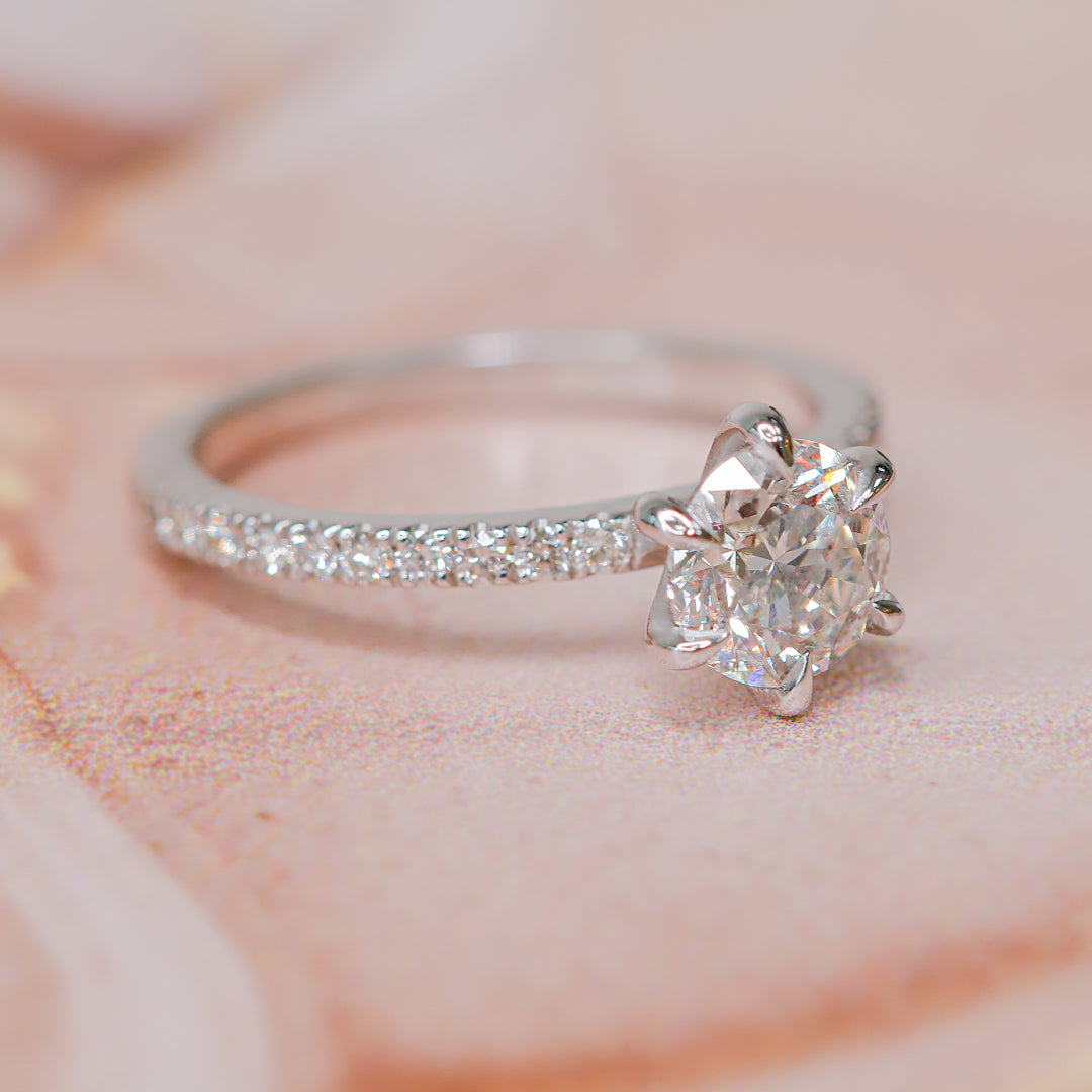 Natural Round  Diamond Engagement Ring