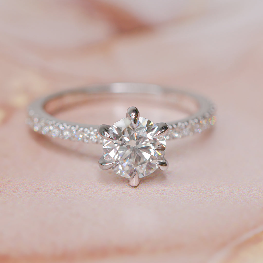 Natural Round  Diamond Engagement Ring