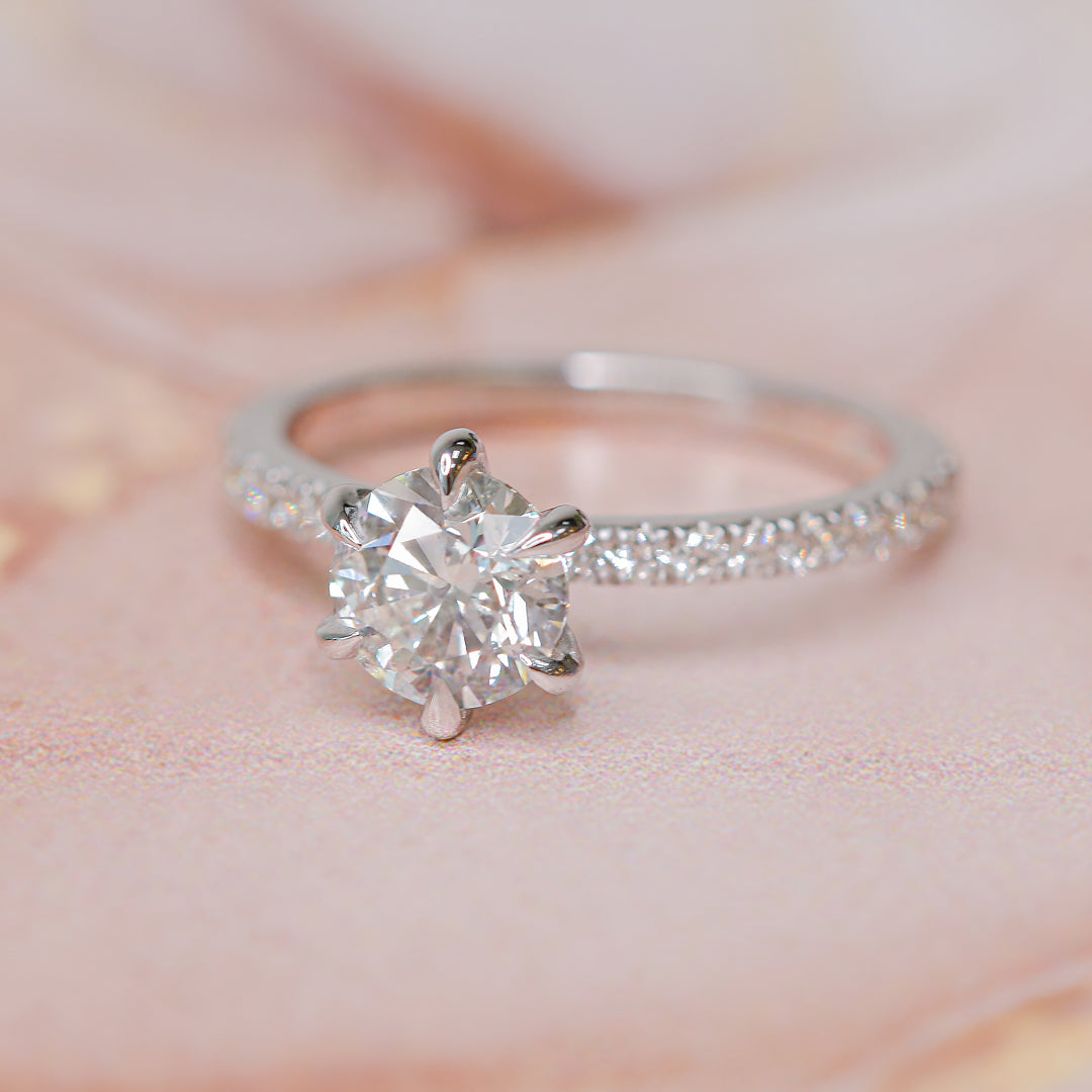 Natural Round  Diamond Engagement Ring