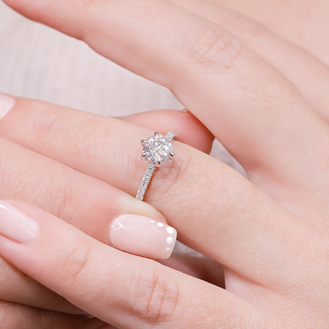 Natural Round  Diamond Engagement Ring