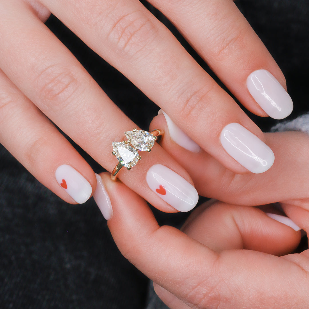Plain Band Natural Pear  Diamond Engagement Ring