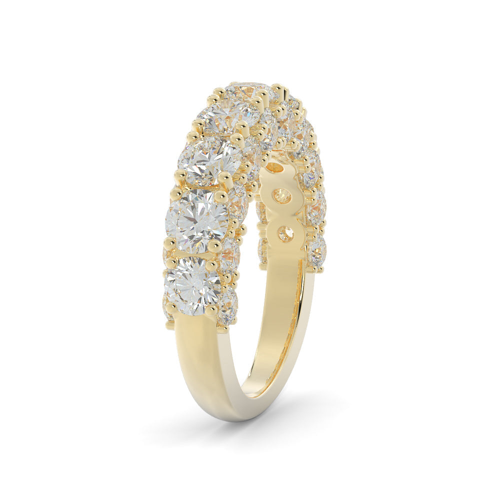 Starburst - 3-Row Natural Round cut Diamond Wedding Band
