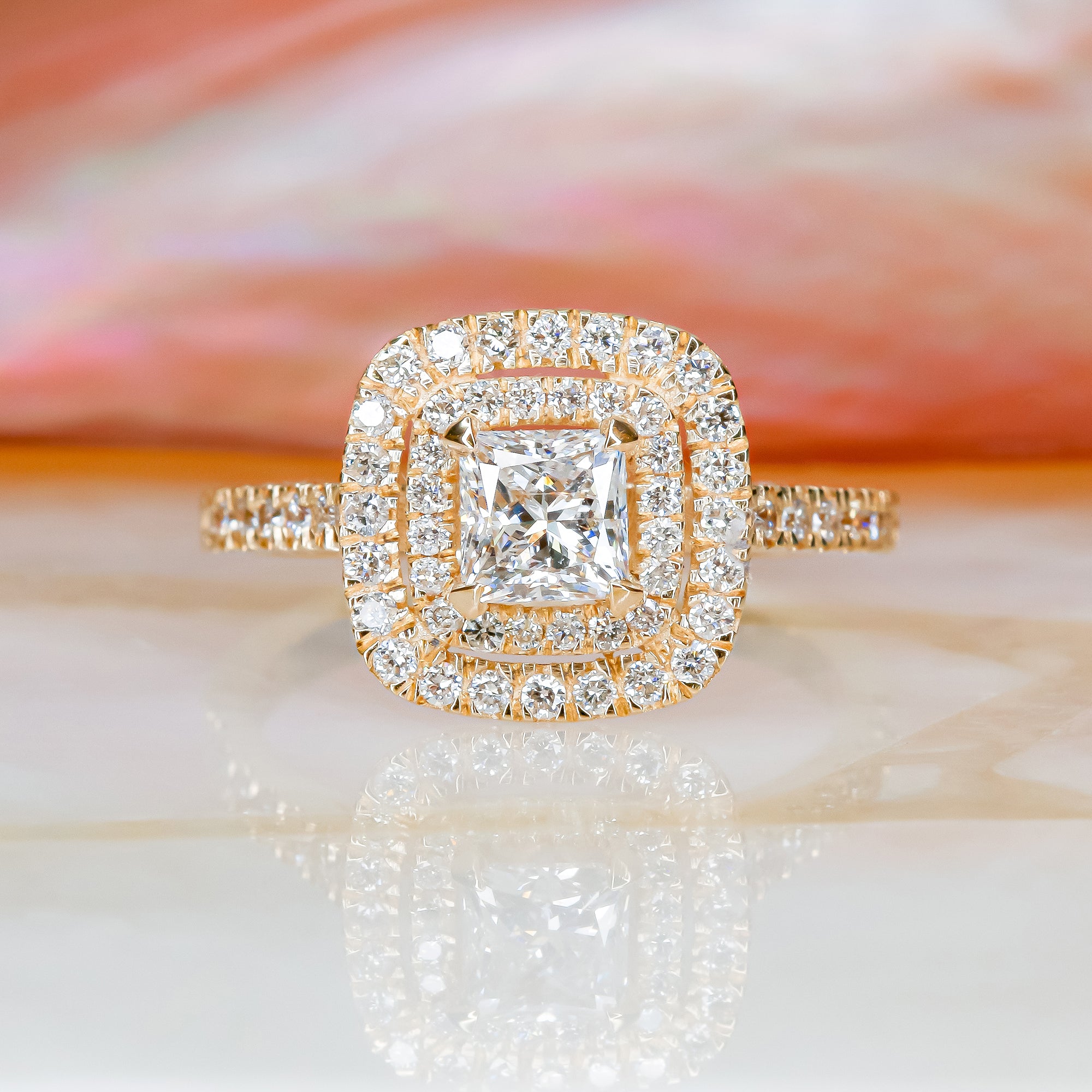 Accent Diamonds Natural Princess  Diamond Engagement Ring