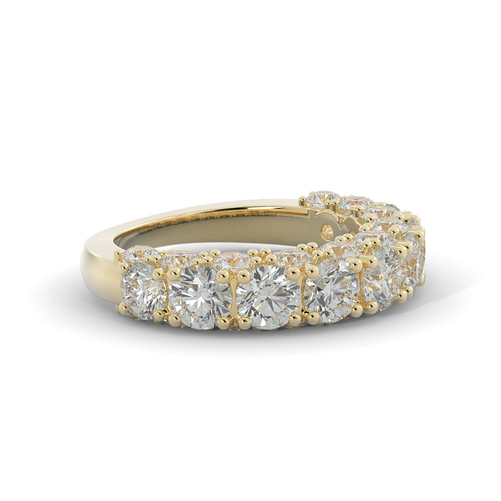 Starburst - 3-Row Natural Round cut Diamond Wedding Band