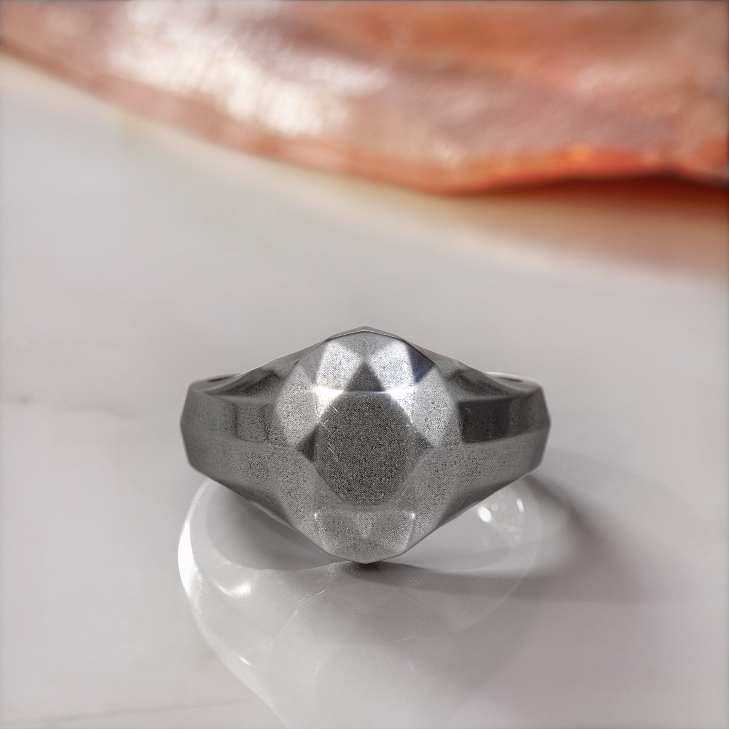 14K Diamond Shaped Signet Ring For Men