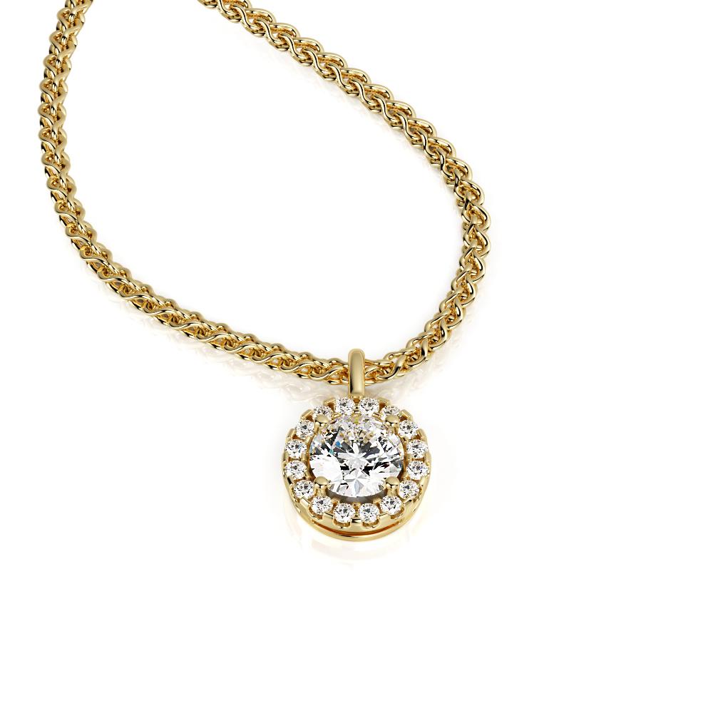 Light Pillar - Natural Diamond Halo Pendant with a Yellow Necklace