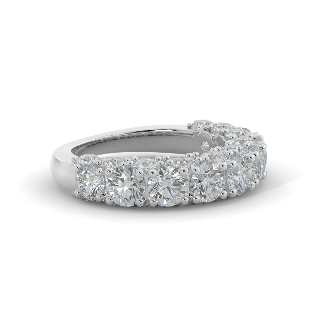 Starburst - 3-Row Natural Round cut Diamond Wedding Band