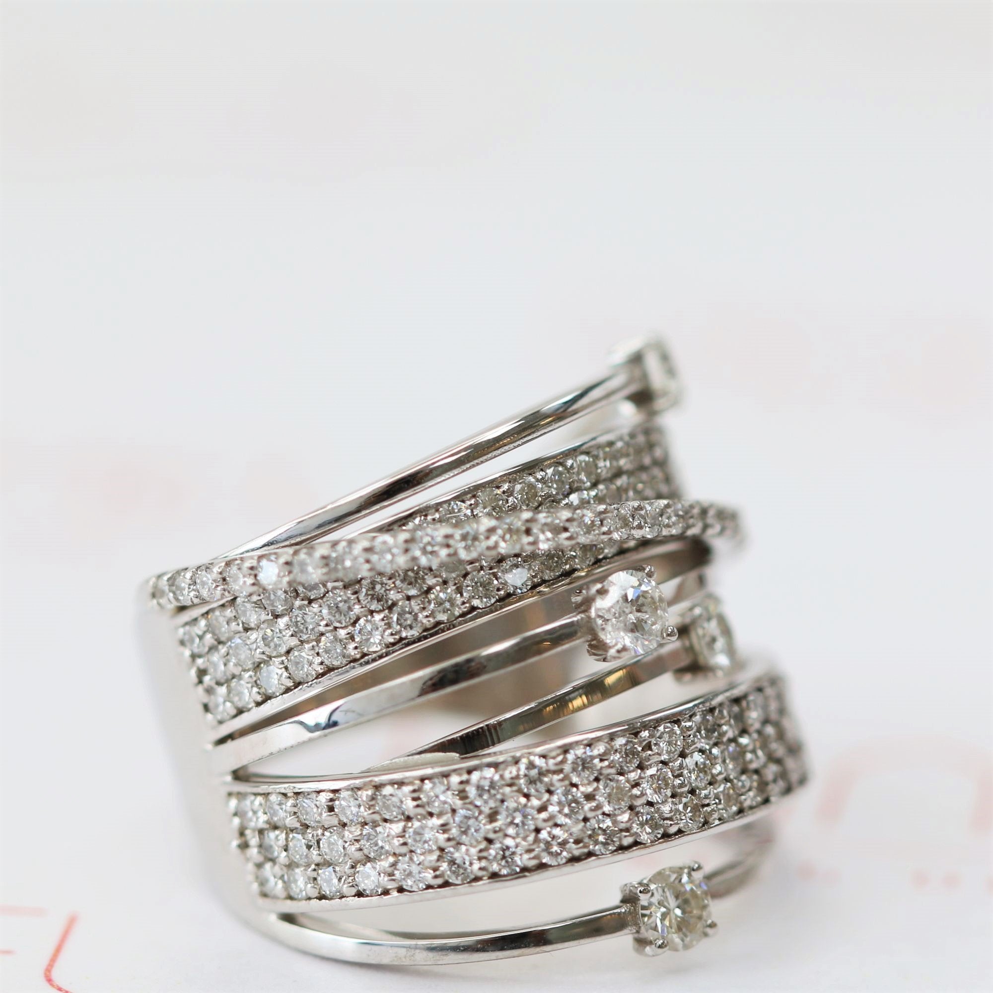 Multi Layered Natural Round cut Diamond Wedding Band