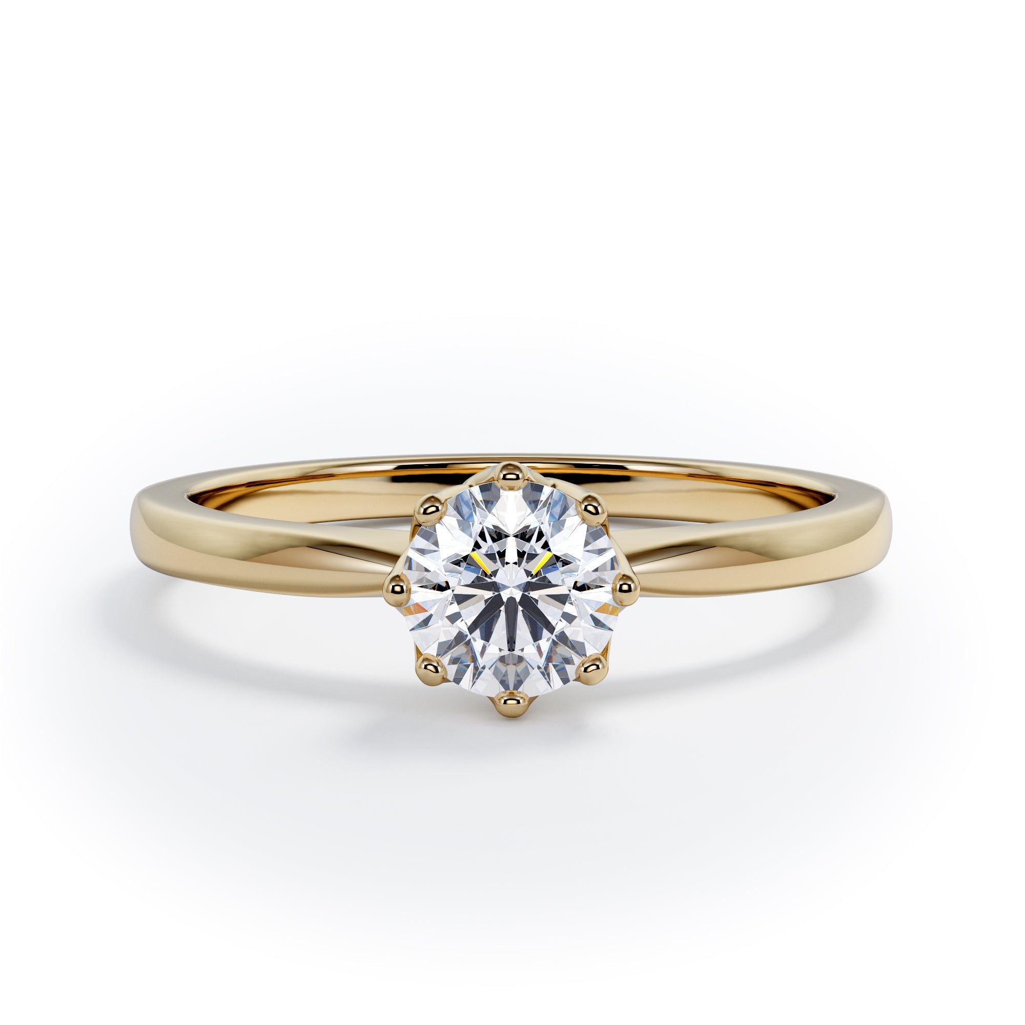Solitaire Flower Natural Round  Diamond Engagement Ring