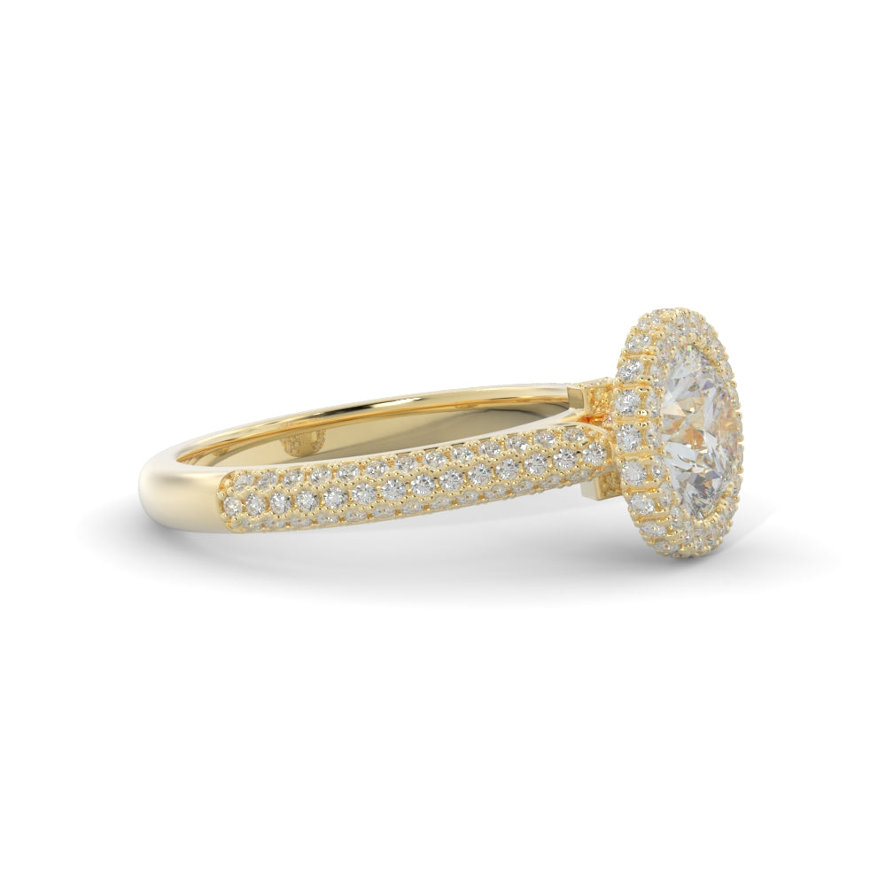 Firelight - 3-row band Natural Round Cut Diamond Engagement Ring