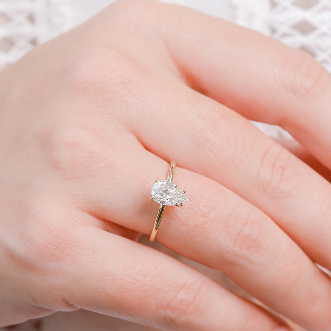 Airglow - Hidden Halo Natural Pear  Diamond Engagement Ring