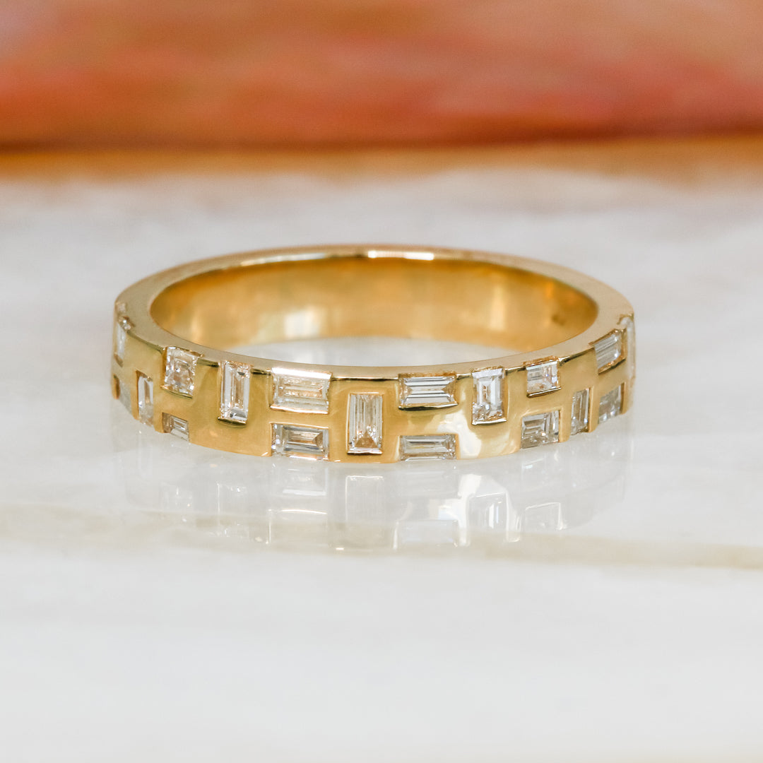 Geometric Natural Baguette Cut Diamond Wedding Band