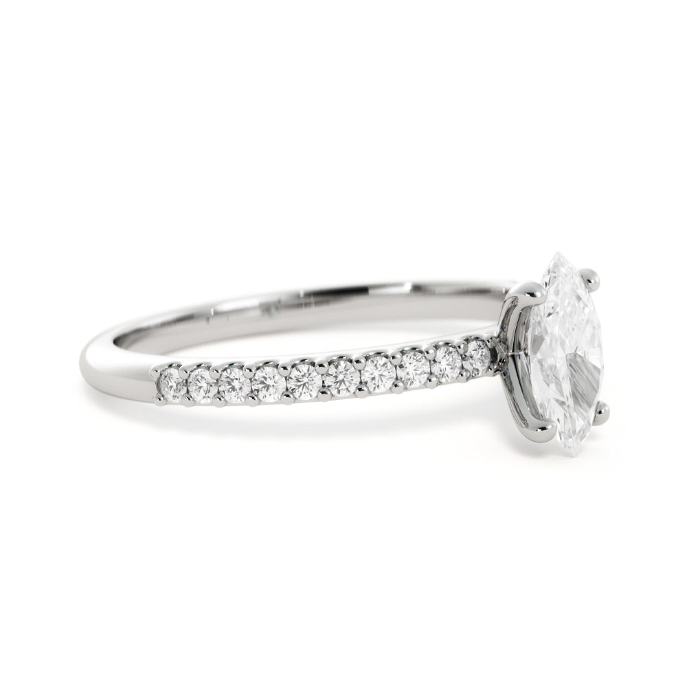 Amber Sunset - Accent Diamonds Natural Marquise  Diamond Engagement Ring
