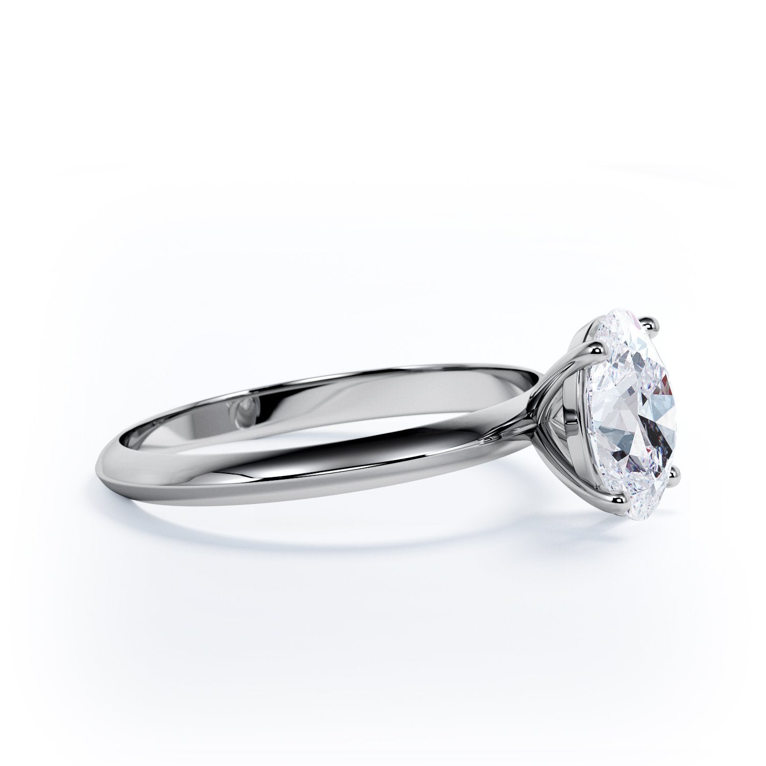 4 prongs Natural Oval cut Diamond Engagement Ring
