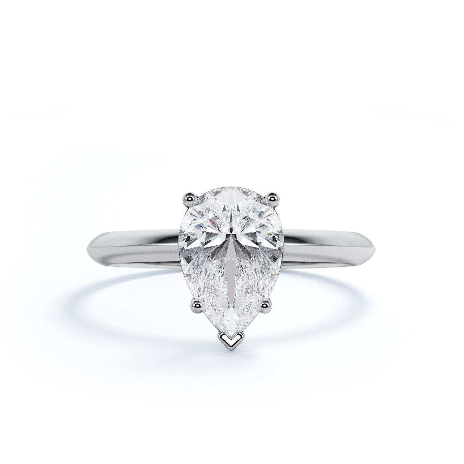 5 prongs Natural Pear  Diamond Engagement Ring