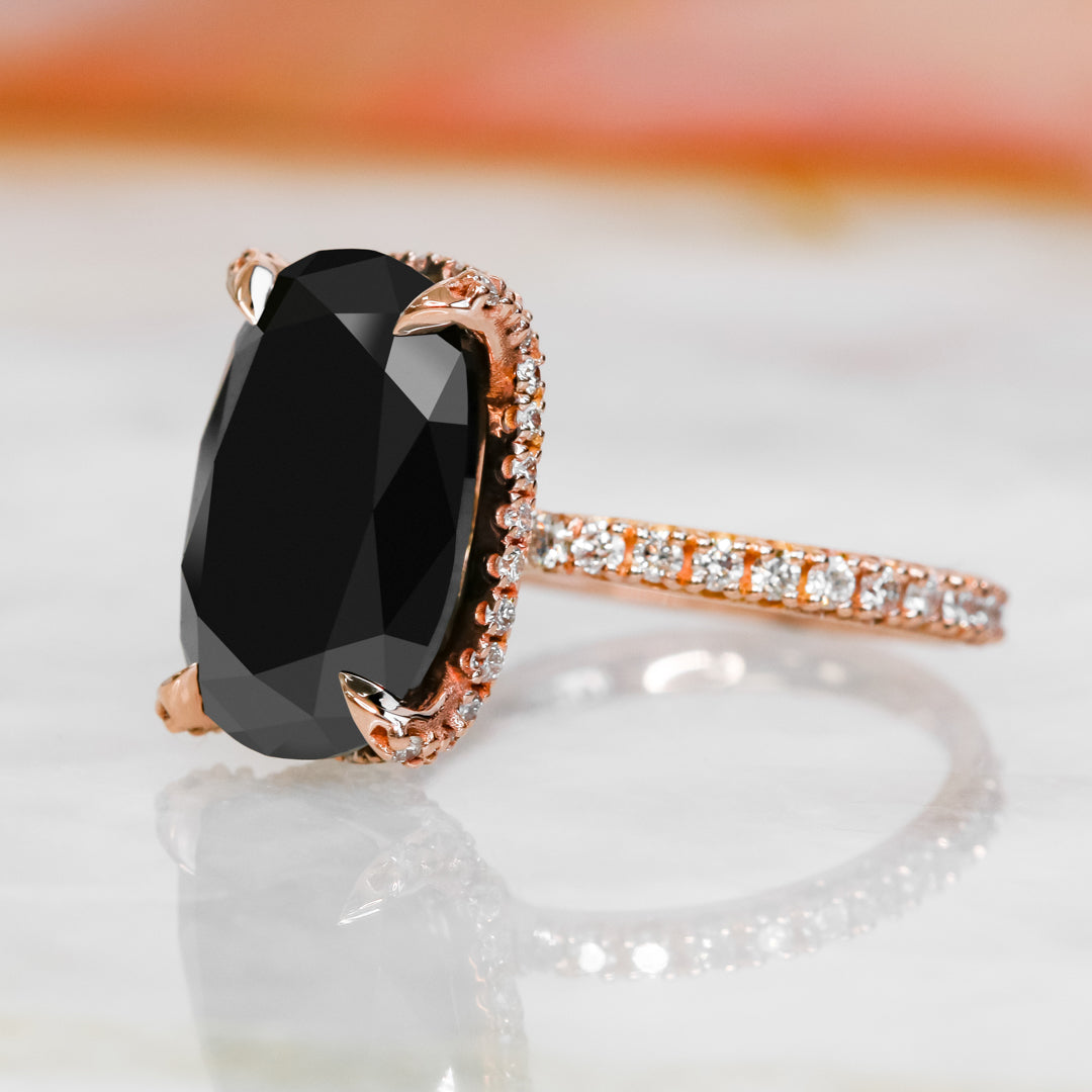 Black & White Natural Diamond Oval Cut Engagement Ring
