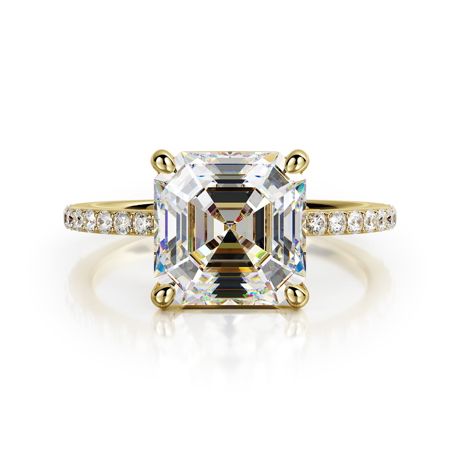 Accent Diamonds Natural Asscher Cut Diamond Engagement Ring