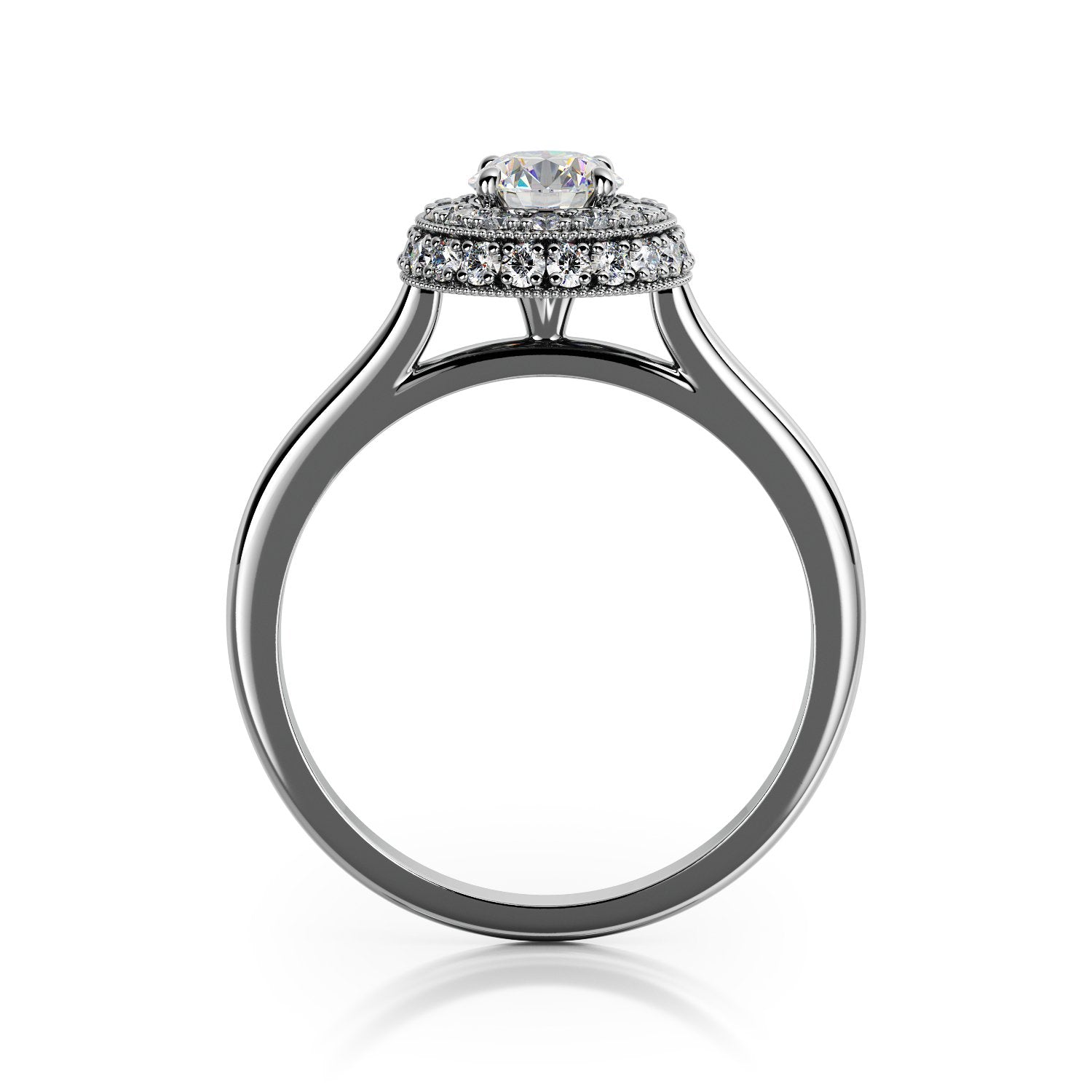 Illuminance - 3-row halo Natural Round  Diamond Engagement Ring