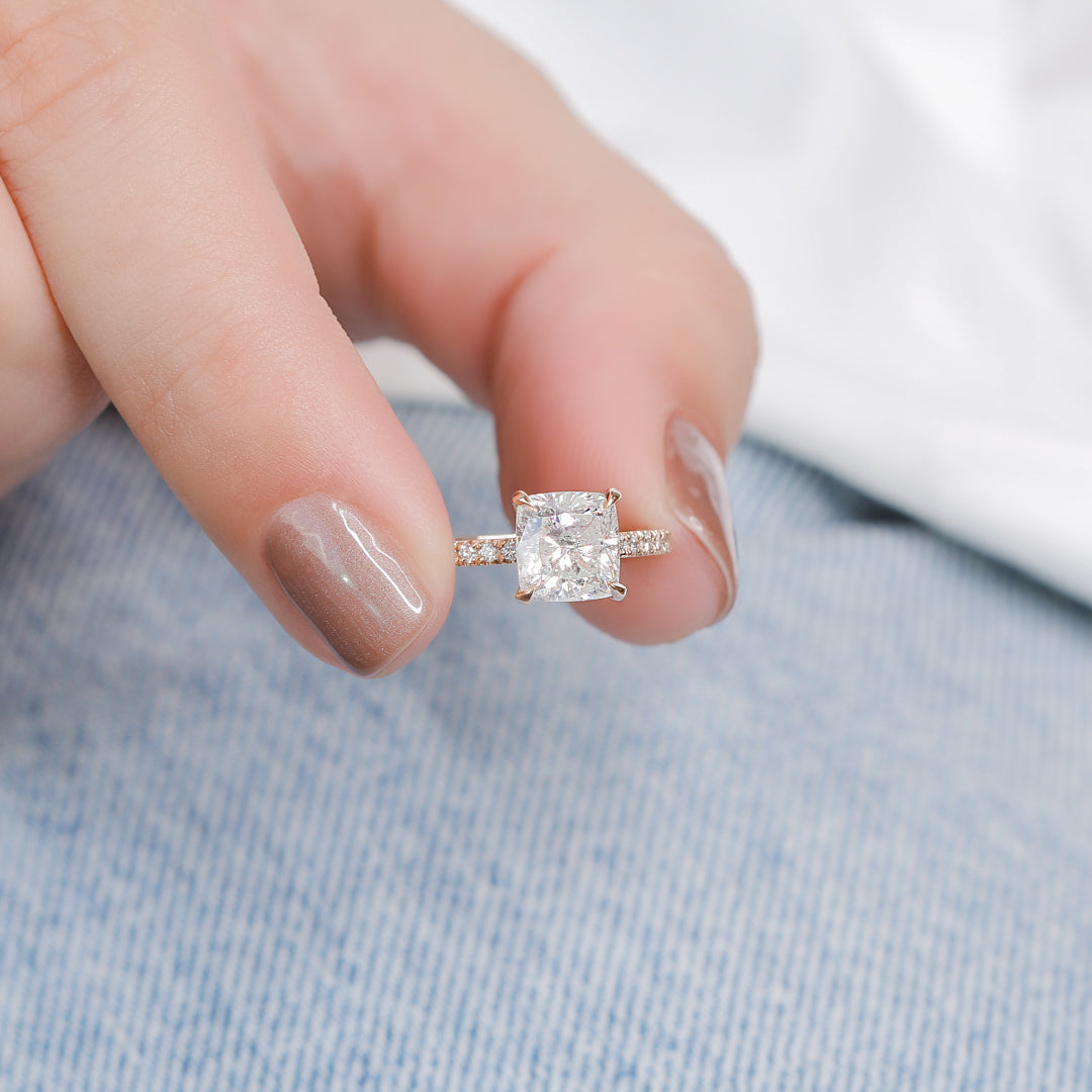 Accent Diamonds Natural Cushion Cut Diamond Engagement Ring