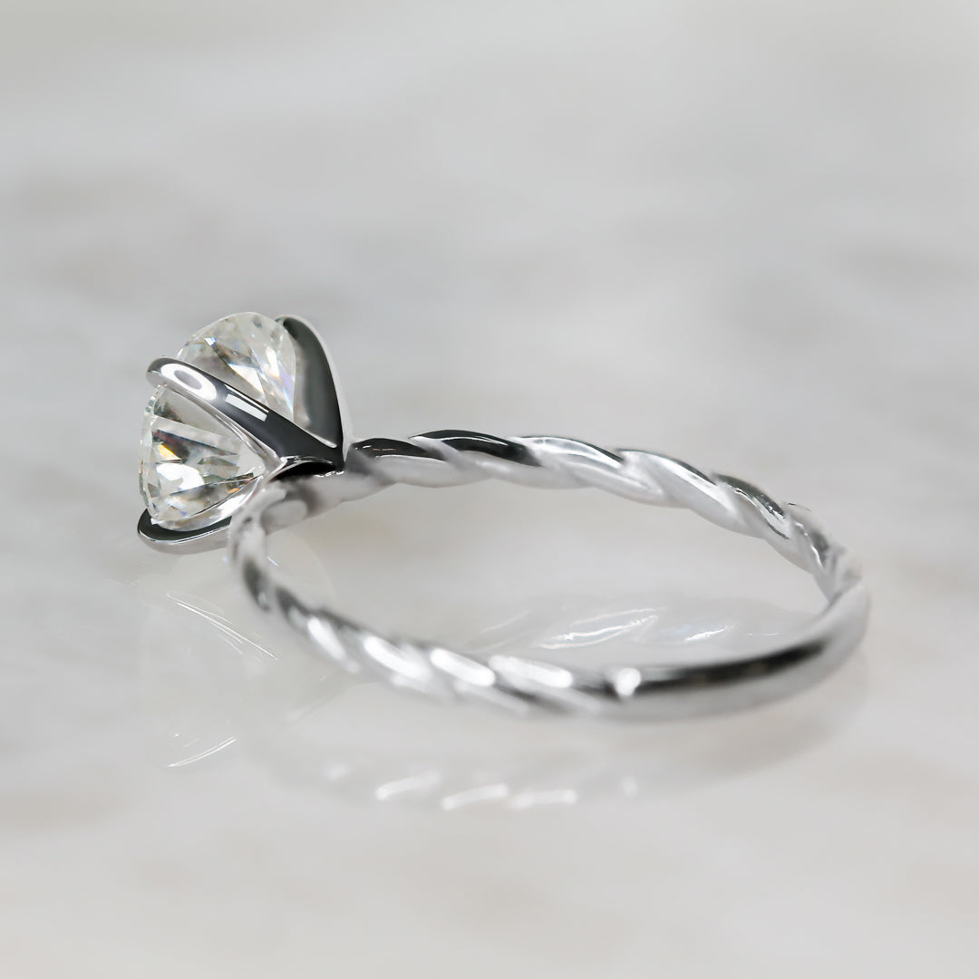 Twisted Shank Natural Round Cut Diamond Engagement Ring