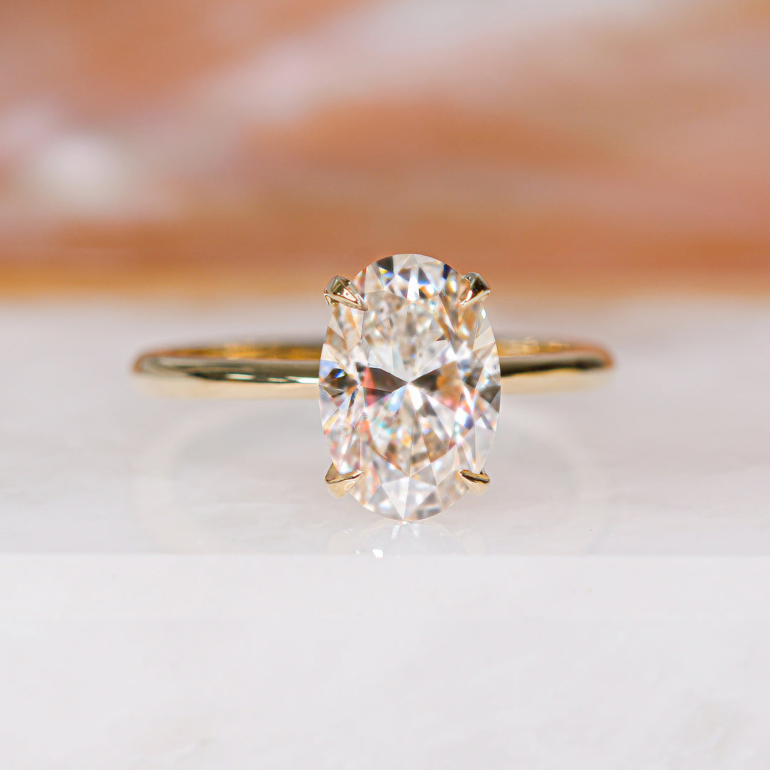 Claw Prongs 2- Carat Natural Oval  Diamond Engagement Ring