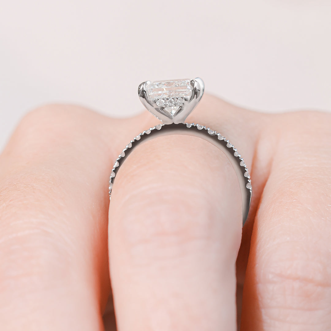 Hidden Halo Natural Princess  Diamond Engagement Ring