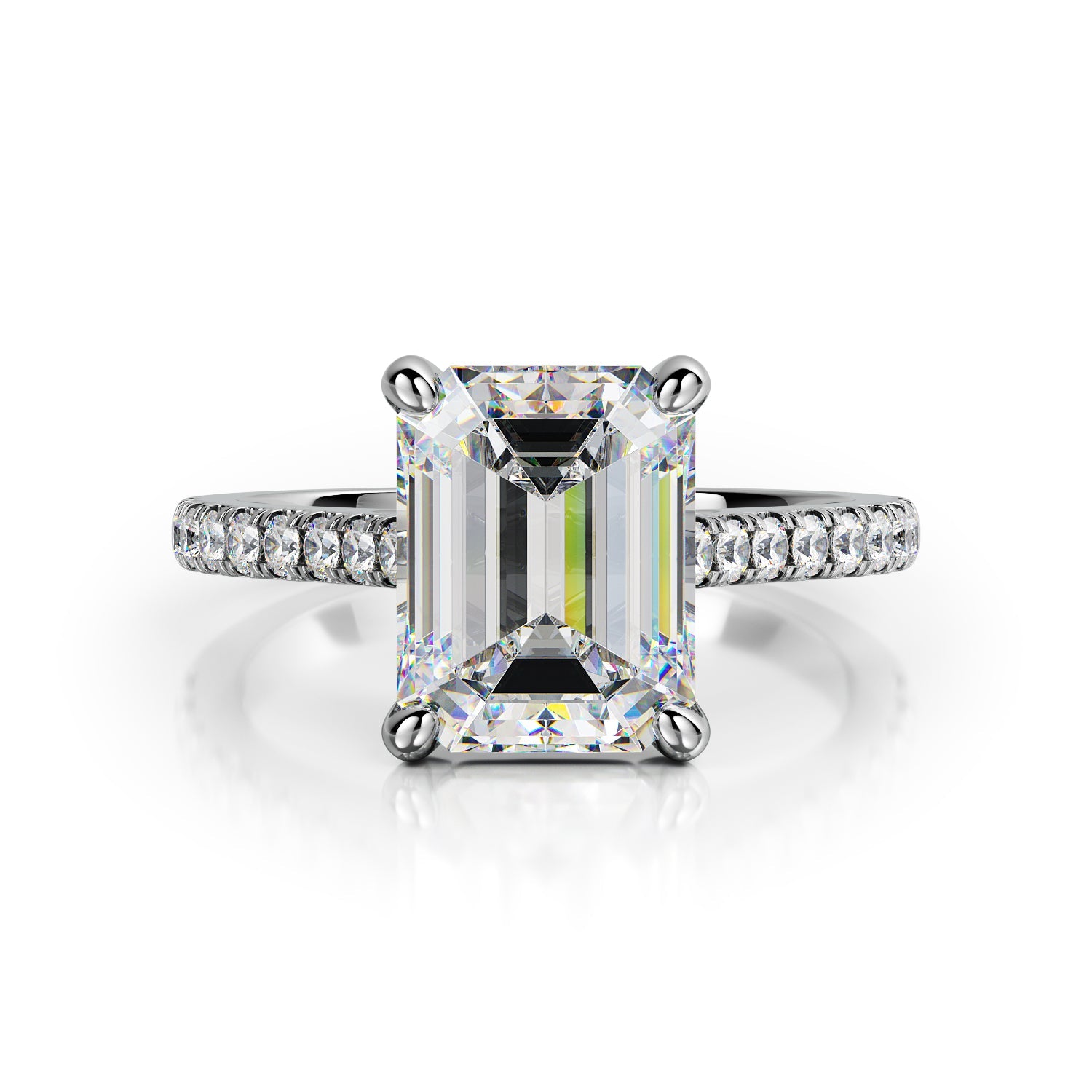 Accent Diamonds Natural Emerald Cut Diamond Engagement Ring