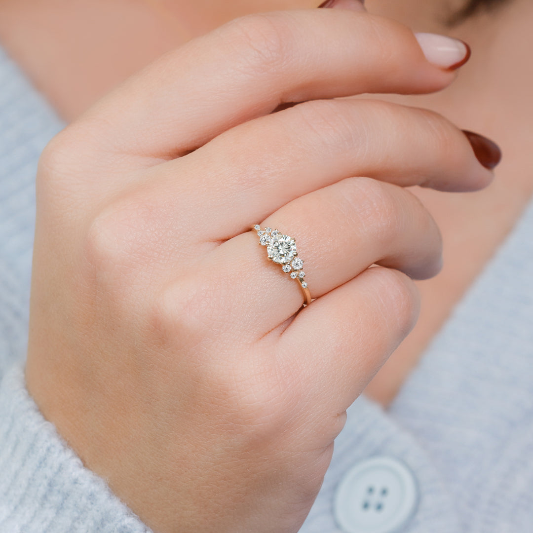 Delicate Natural Round Cut Diamond Engagement Ring