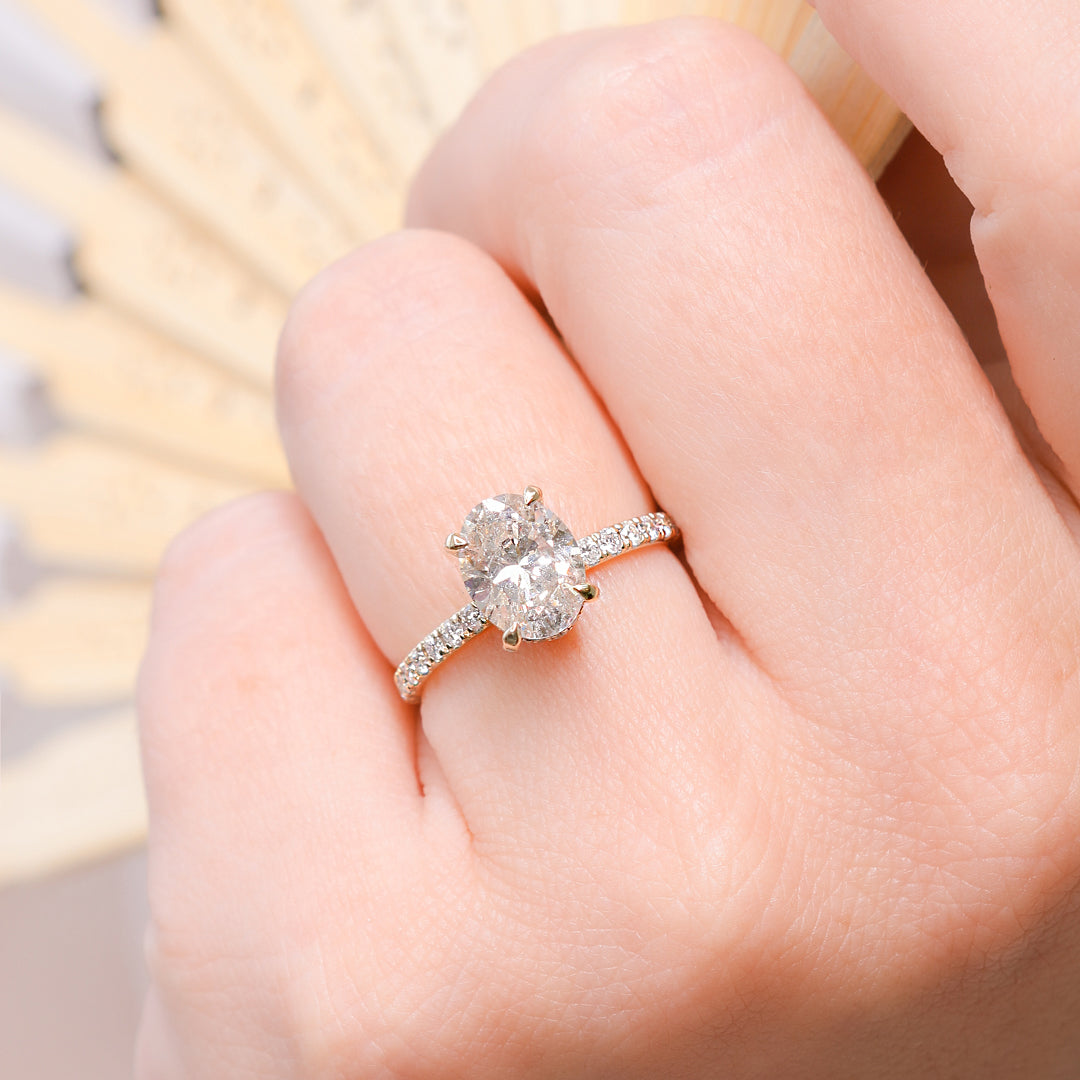 Gleam - Hidden Halo Natural Oval Cut Diamond Engagement Ring
