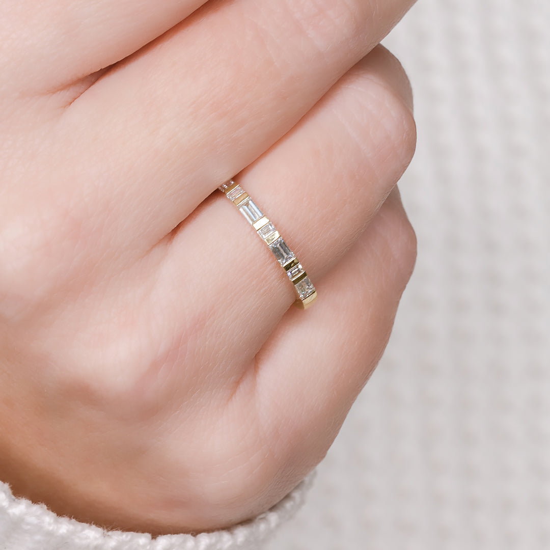 Geometric Natural Baguette Cut cut Diamond Wedding Band