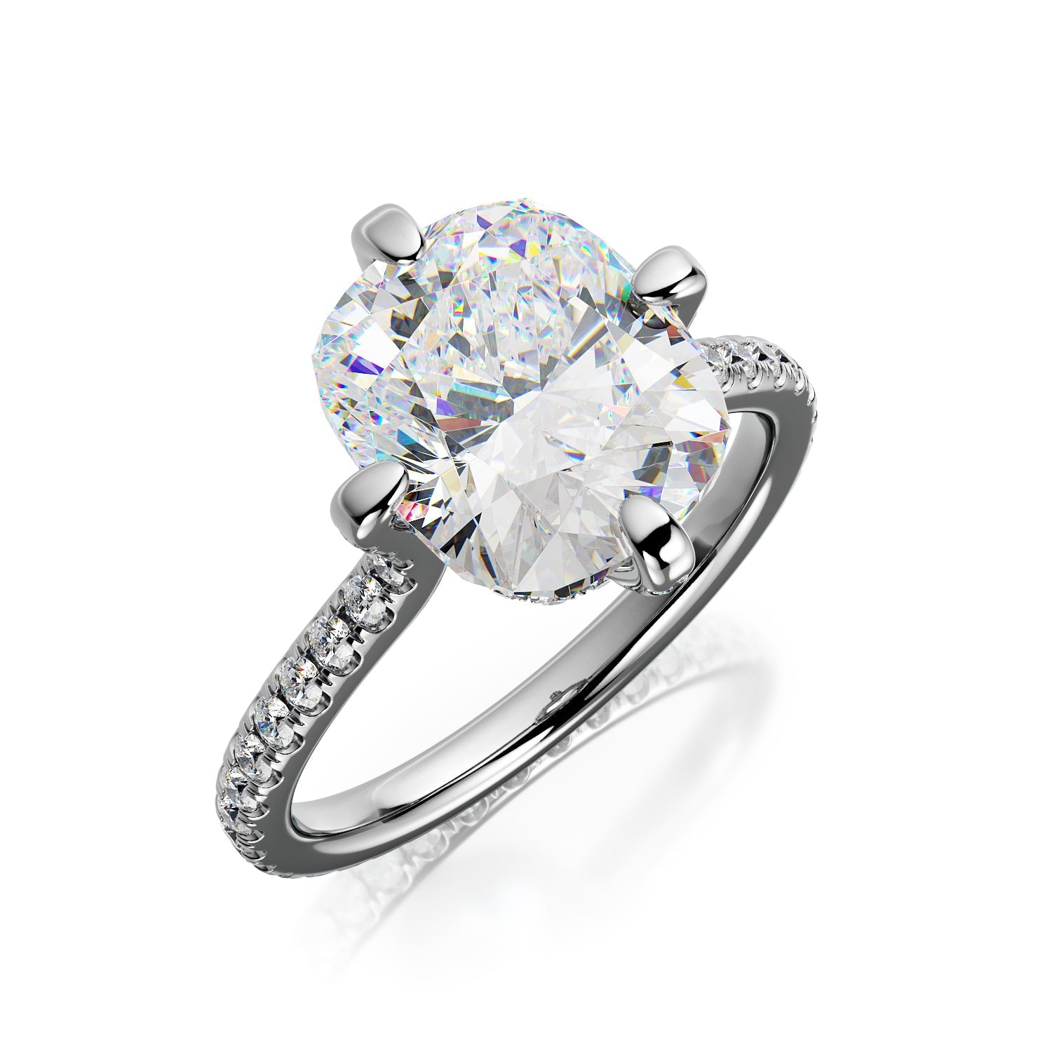 Hidden Halo Natural Cushion Cut Diamond Engagement Ring