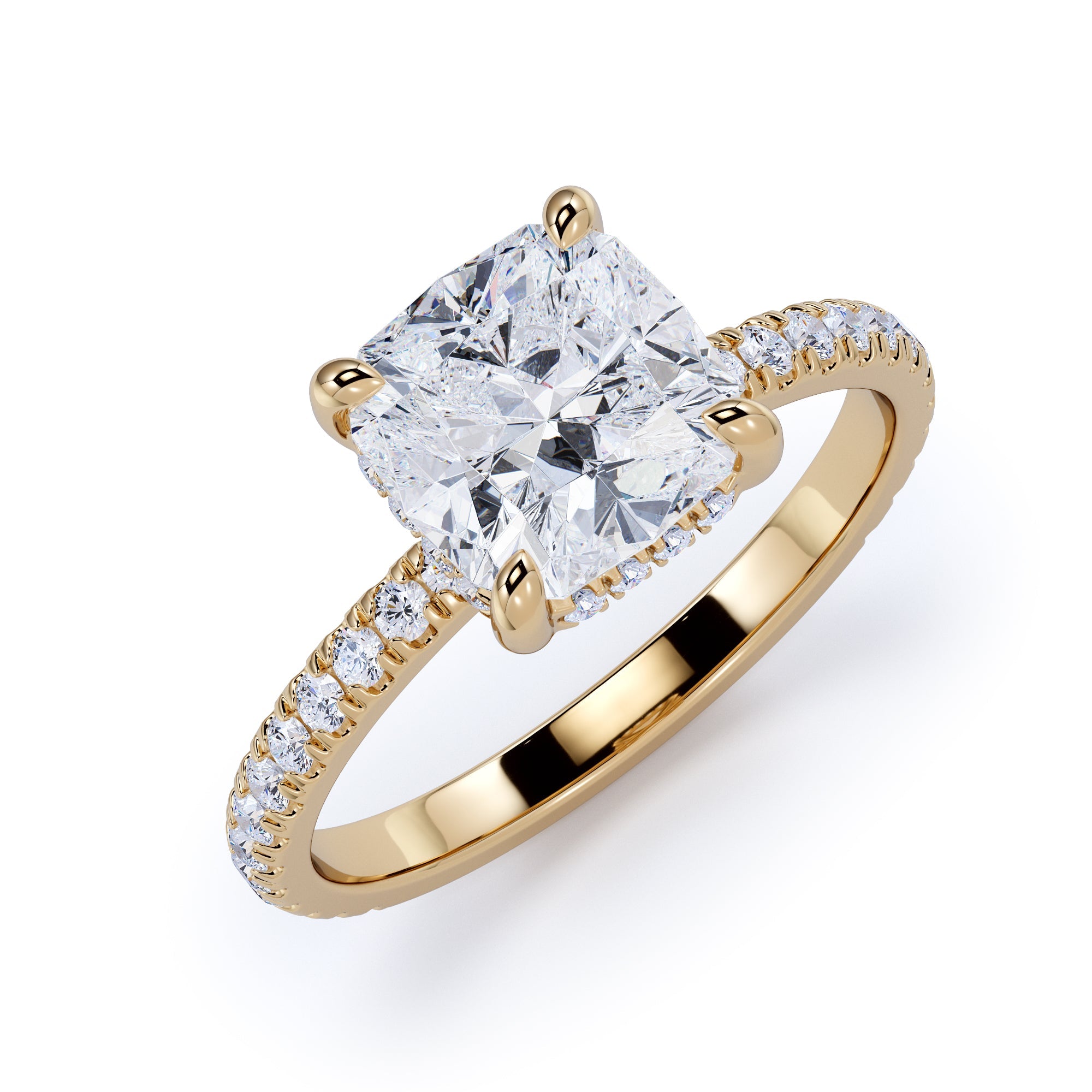 Accent Diamonds Natural Cushion Cut Diamond Engagement Ring