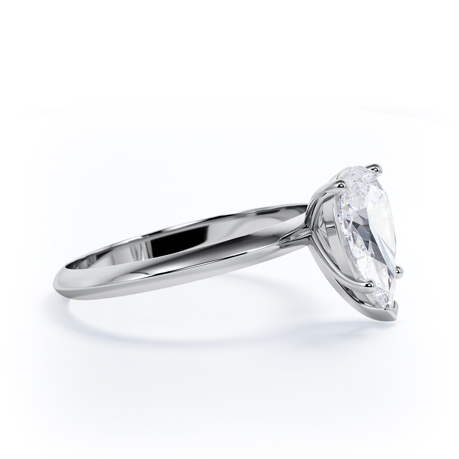 5 prongs Natural Pear  Diamond Engagement Ring