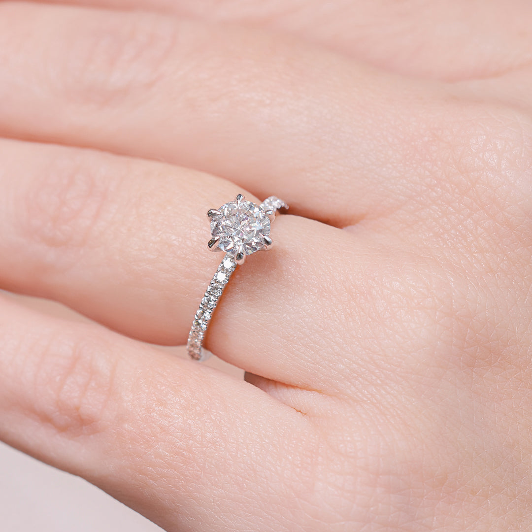 Natural Round  Diamond Engagement Ring